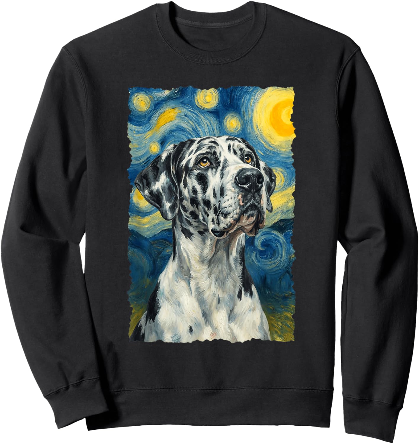 Harlequin Great Dane Van Gogh Sweatshirt - Sweatshirt | Black