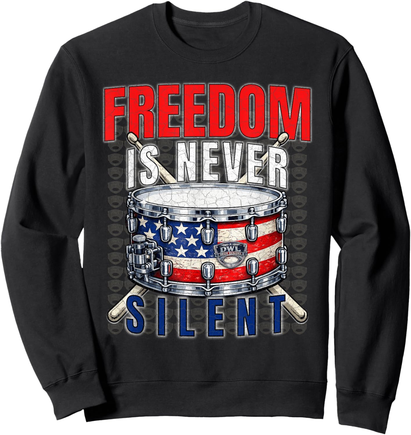 Patriotic Drummer USA Snare Drum American Flag Gift Design Sweatshirt - Sweatshirt | Black