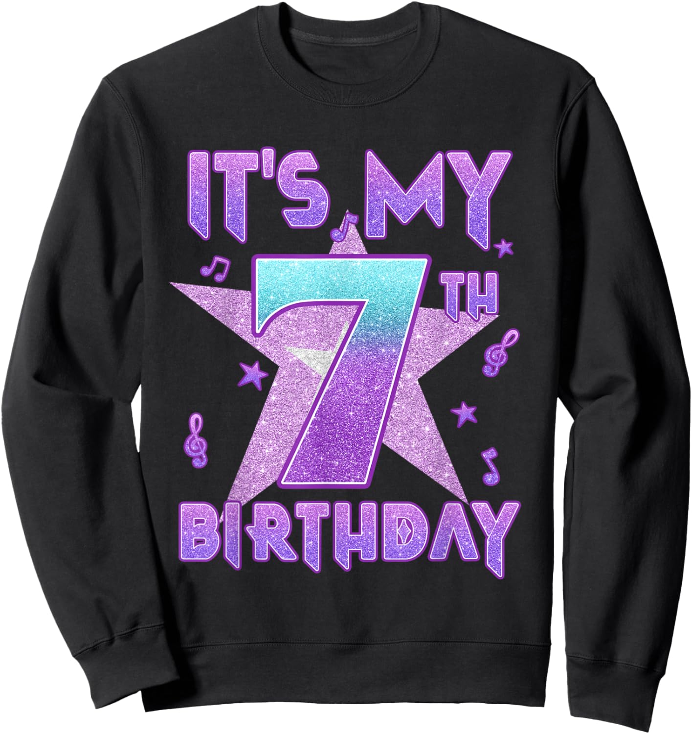 It's My 7th Birthday Kpop Kids Toddler Birthday Girl Sweatshirt - Sweatshirt | Black