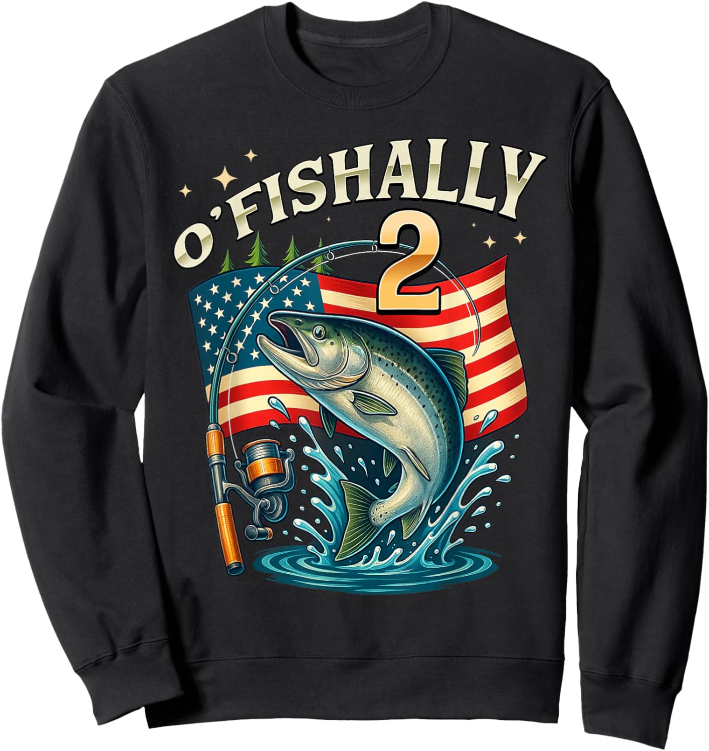 O'fishally 2 Years Old Fishing 2nd Birthday Boys Kids Sweatshirt - Sweatshirt | Black