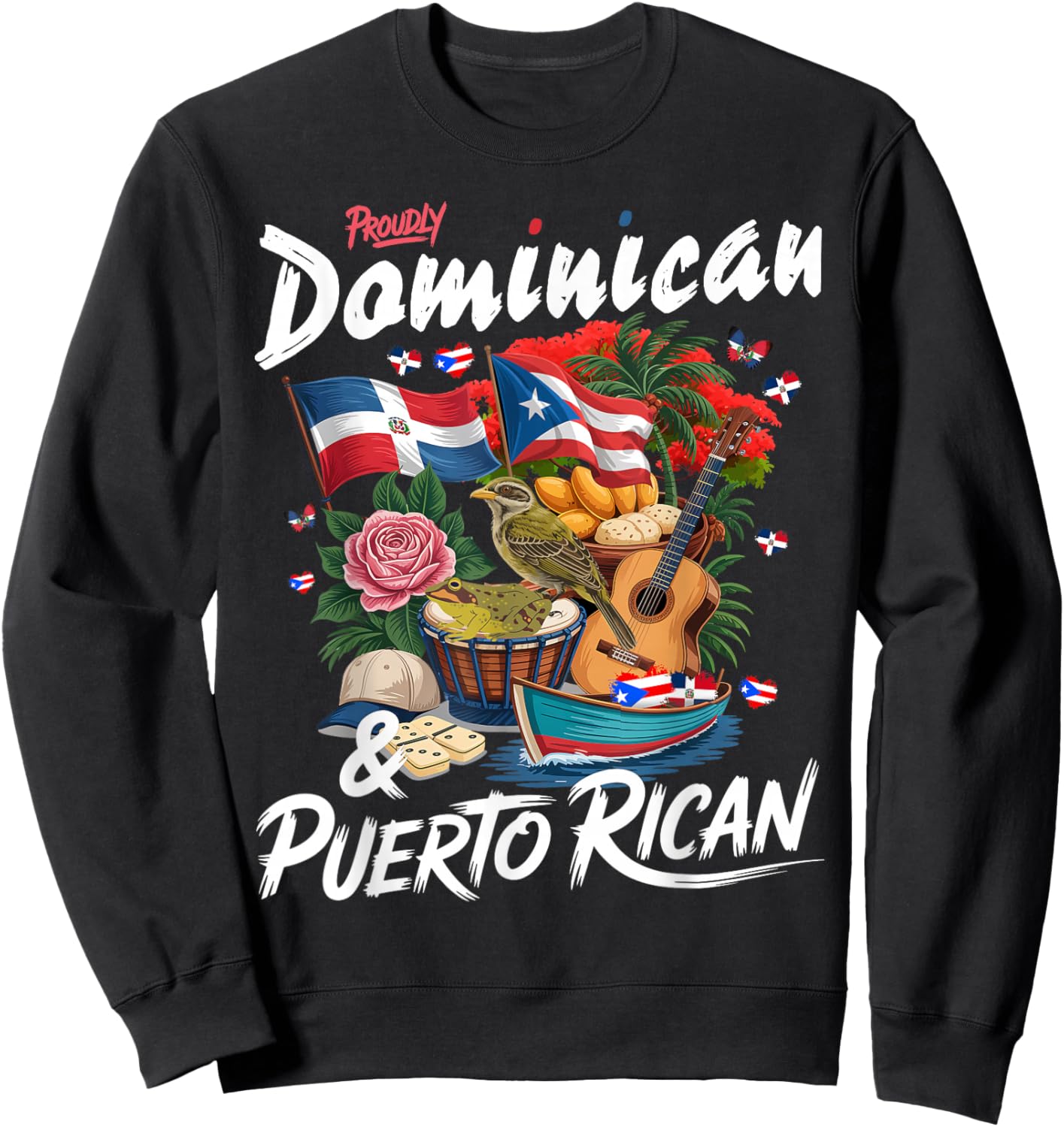 Puerto Rican & Dominican Flag Idea for Kids Dominican Roots Sweatshirt - Sweatshirt | Black
