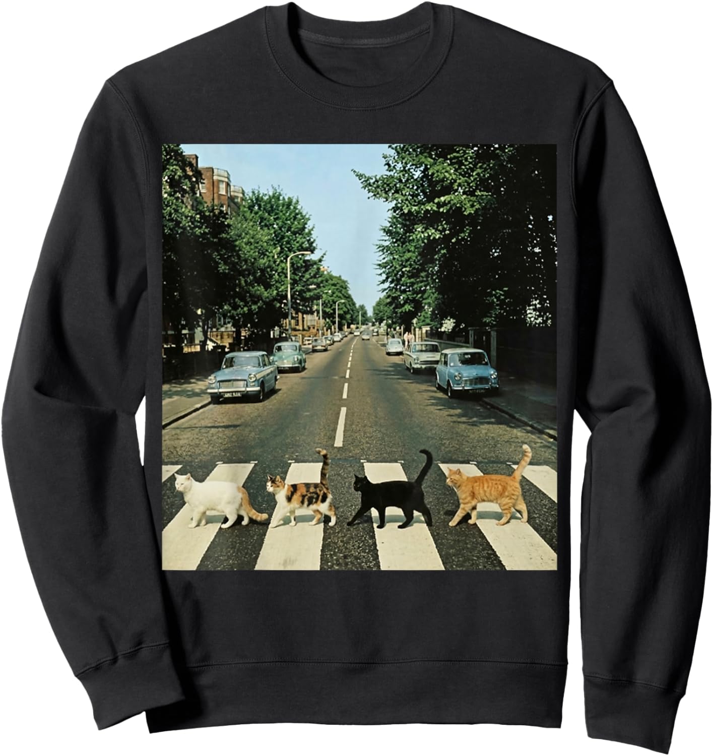 Road to Abbey Cats Parody Funny Cat Mom Cat Lover Sweatshirt - Sweatshirt | Black