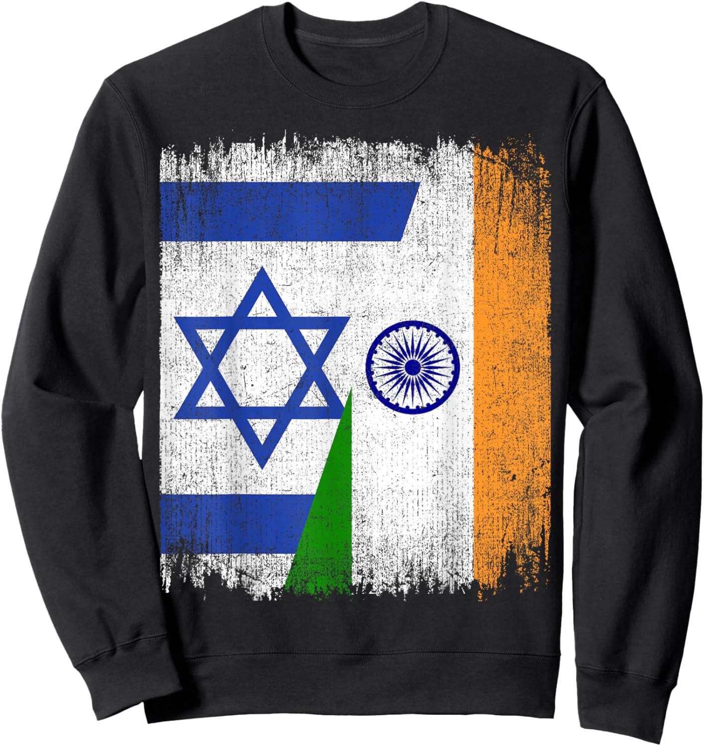 Half Israel India Split Flag Israelis Pride Roots Sweatshirt - Sweatshirt | Black