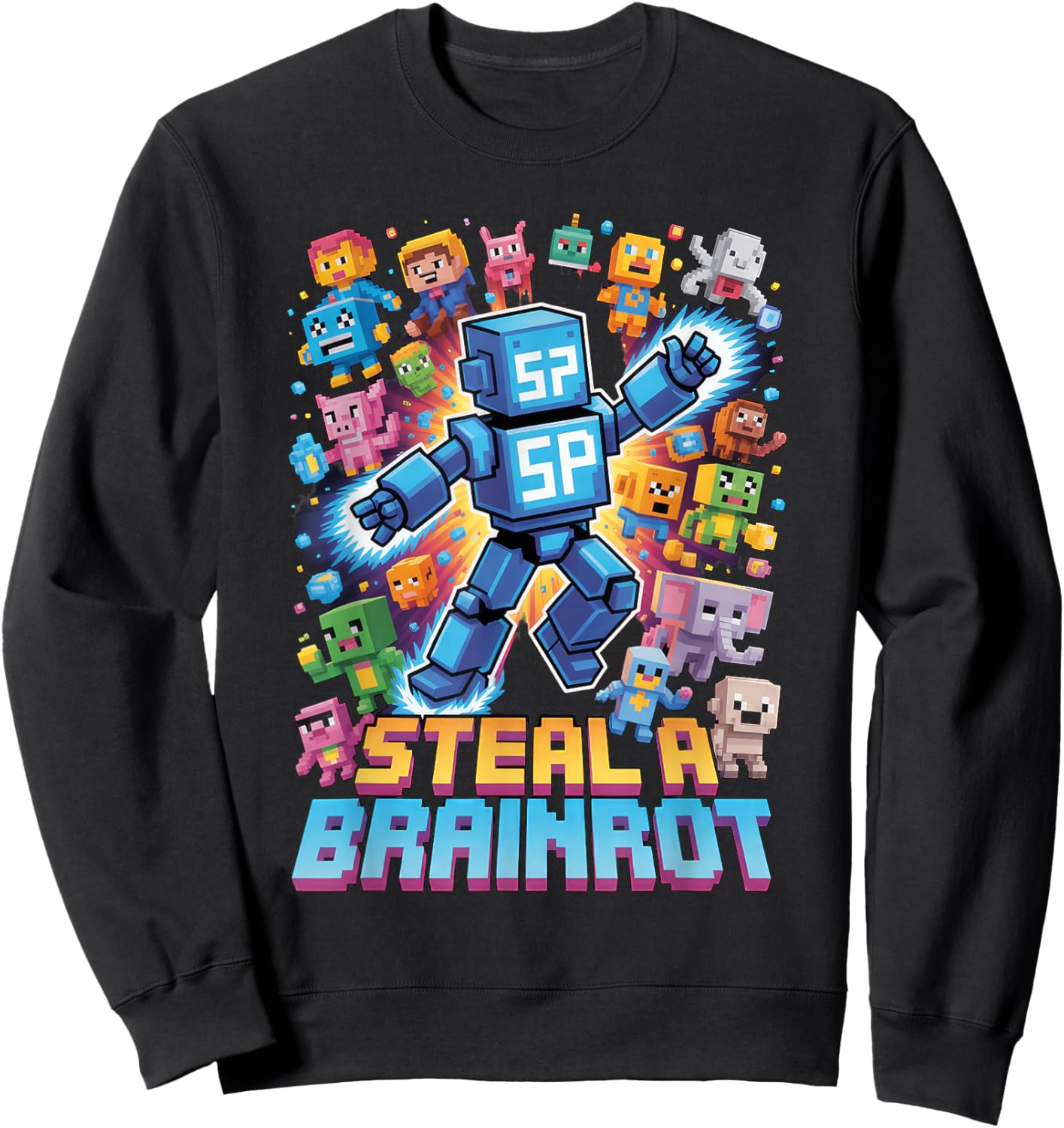 Six Seven 67 Steal a Brainrot Meme Funny Gifts for Kids Boys Sweatshirt - Sweatshirt | Black