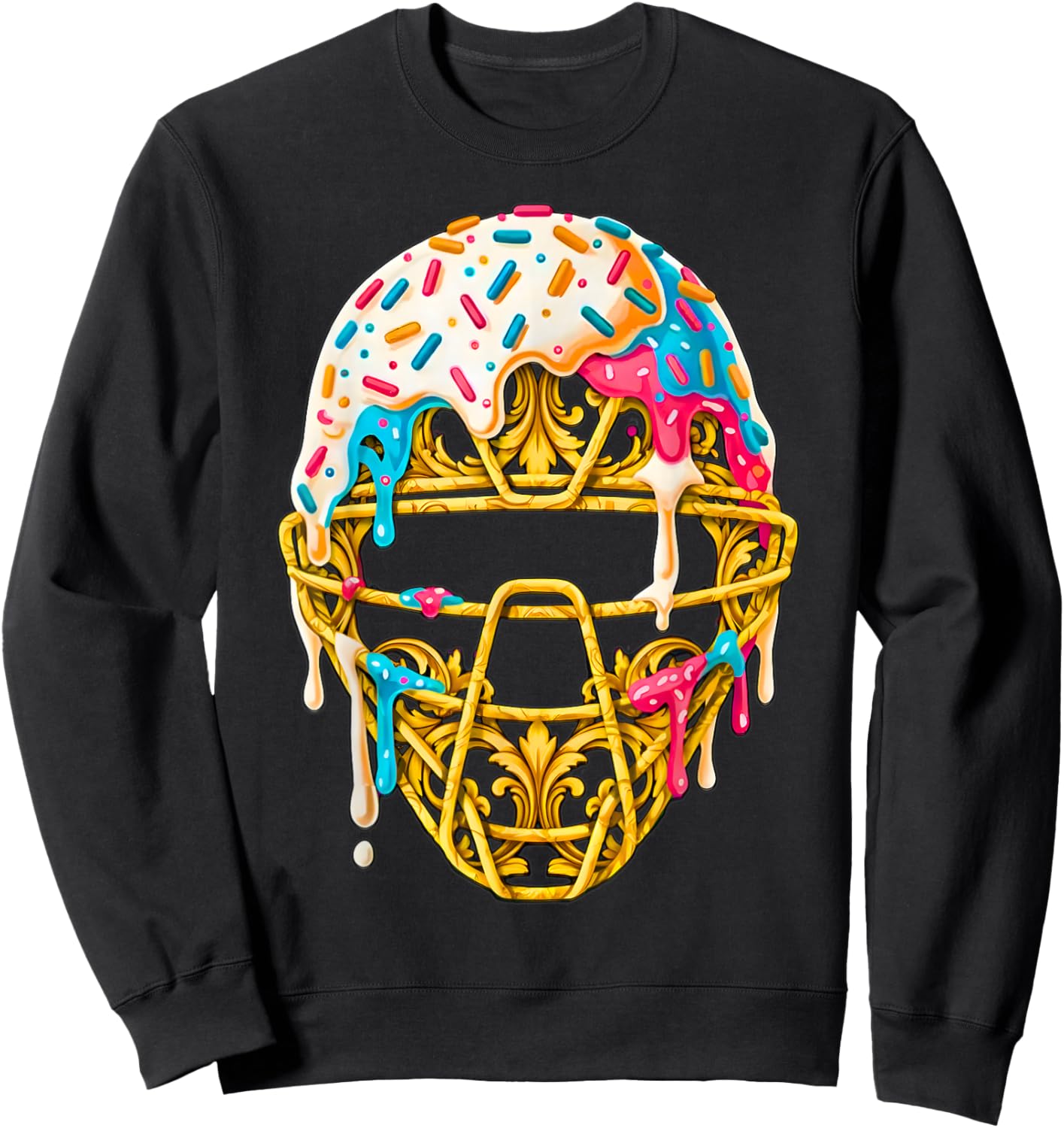 Baseball Drip for Boys Ice Cream Drip Youth Boys Catcher's Sweatshirt - Sweatshirt | Black