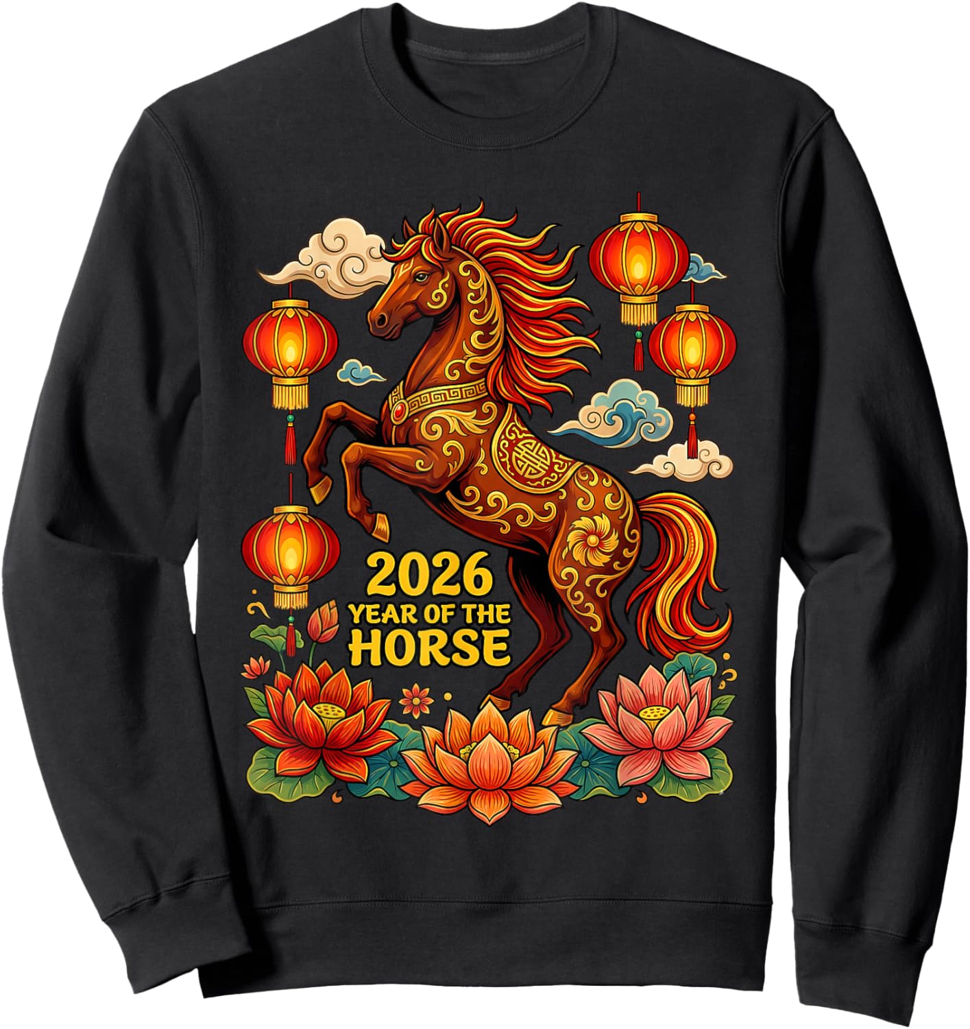 Lunar New Year Happy Chinese New Year of The Horse 2026 Kids Sweatshirt - Sweatshirt | Black