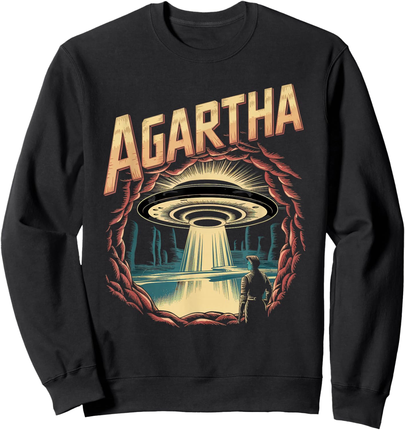 Agartha City UFO Conspiracy Theory Sci Fi Gaming Sweatshirt - Sweatshirt | Black