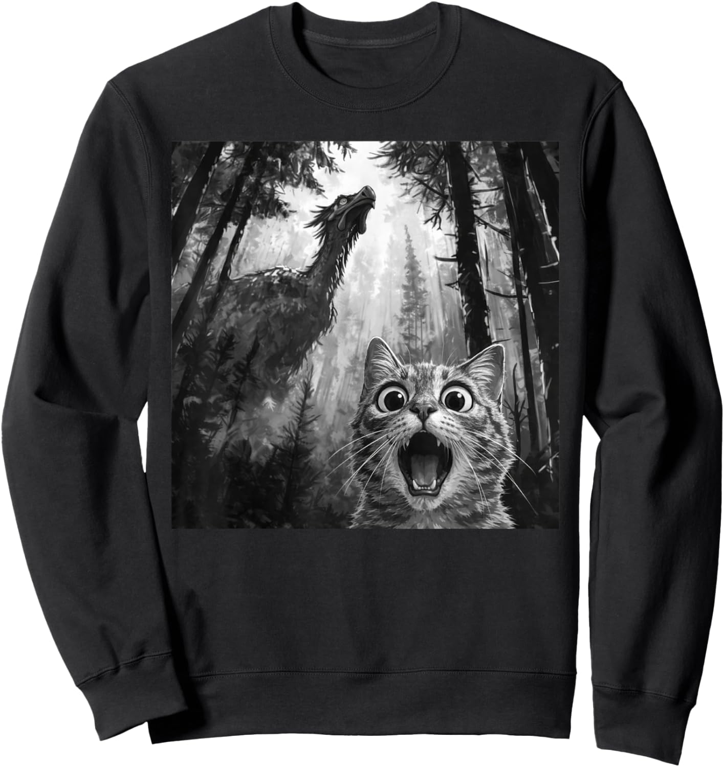 Black Cat Selfie with Dragon Funny Sweatshirt - Sweatshirt | Black