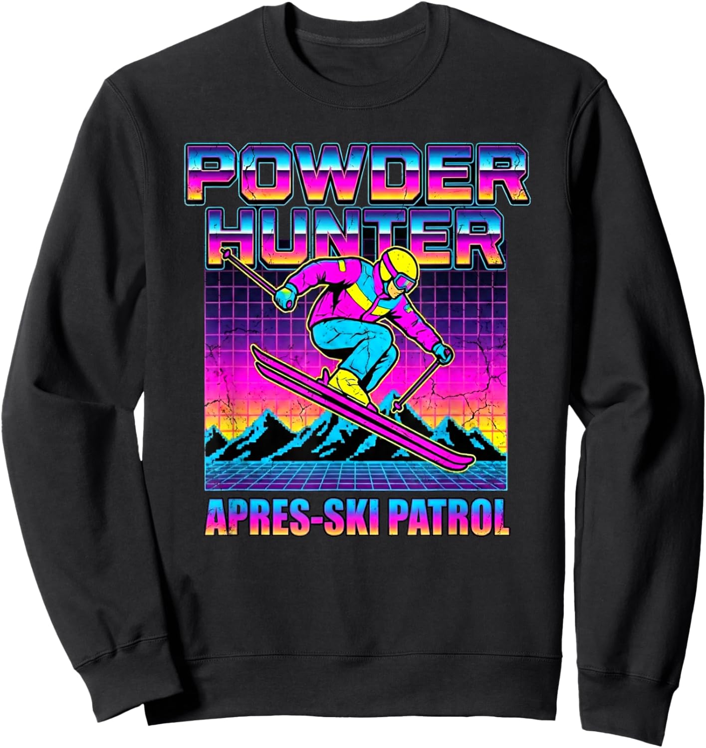 Powder Hunter Apres-Ski Patrol Retro 80s Ski Sweatshirt - Sweatshirt | Black