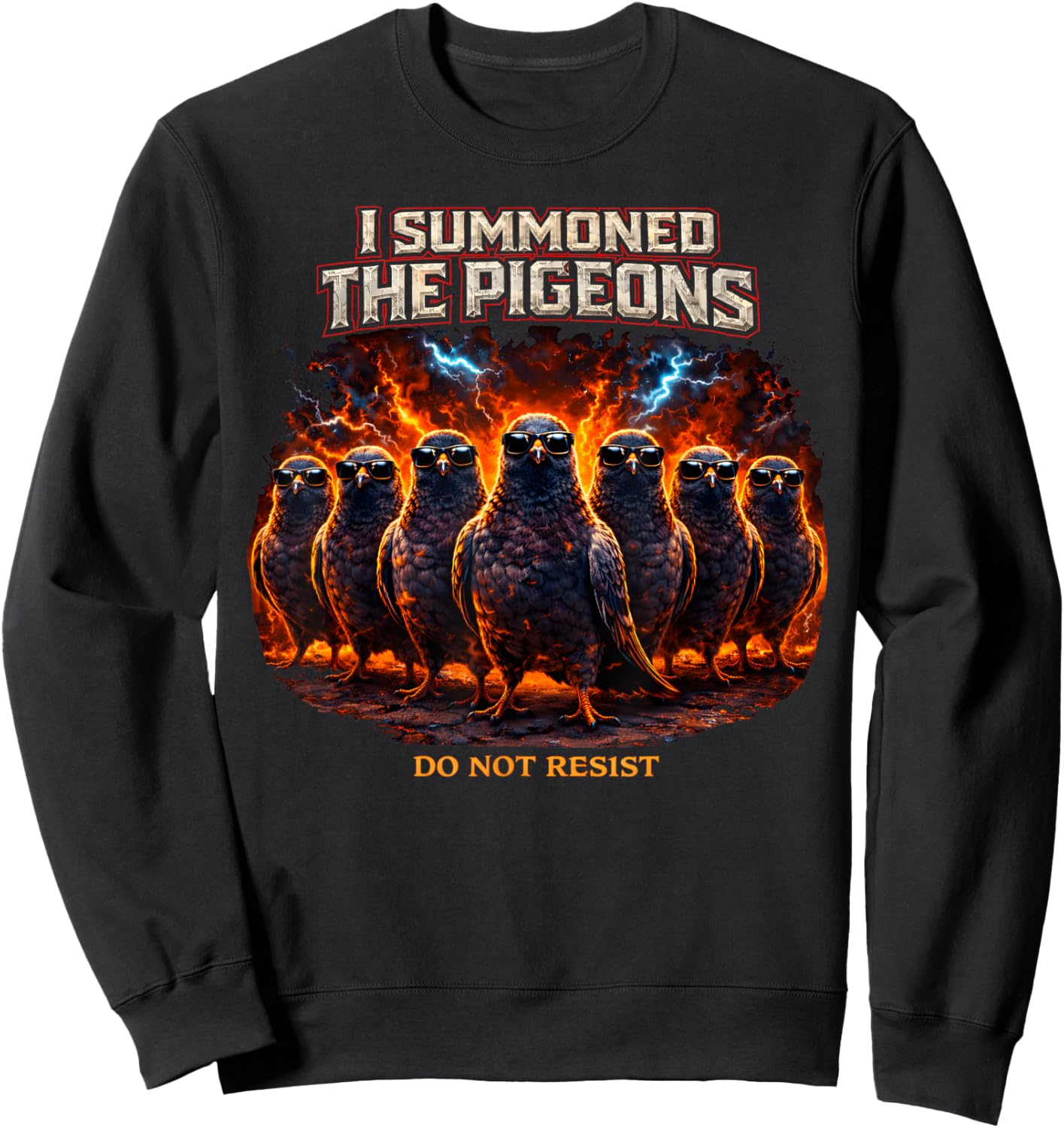 Funny Pigeon Heavy Rock Music Unhinged Meme Bird Animal Joke Sweatshirt - Sweatshirt | Black