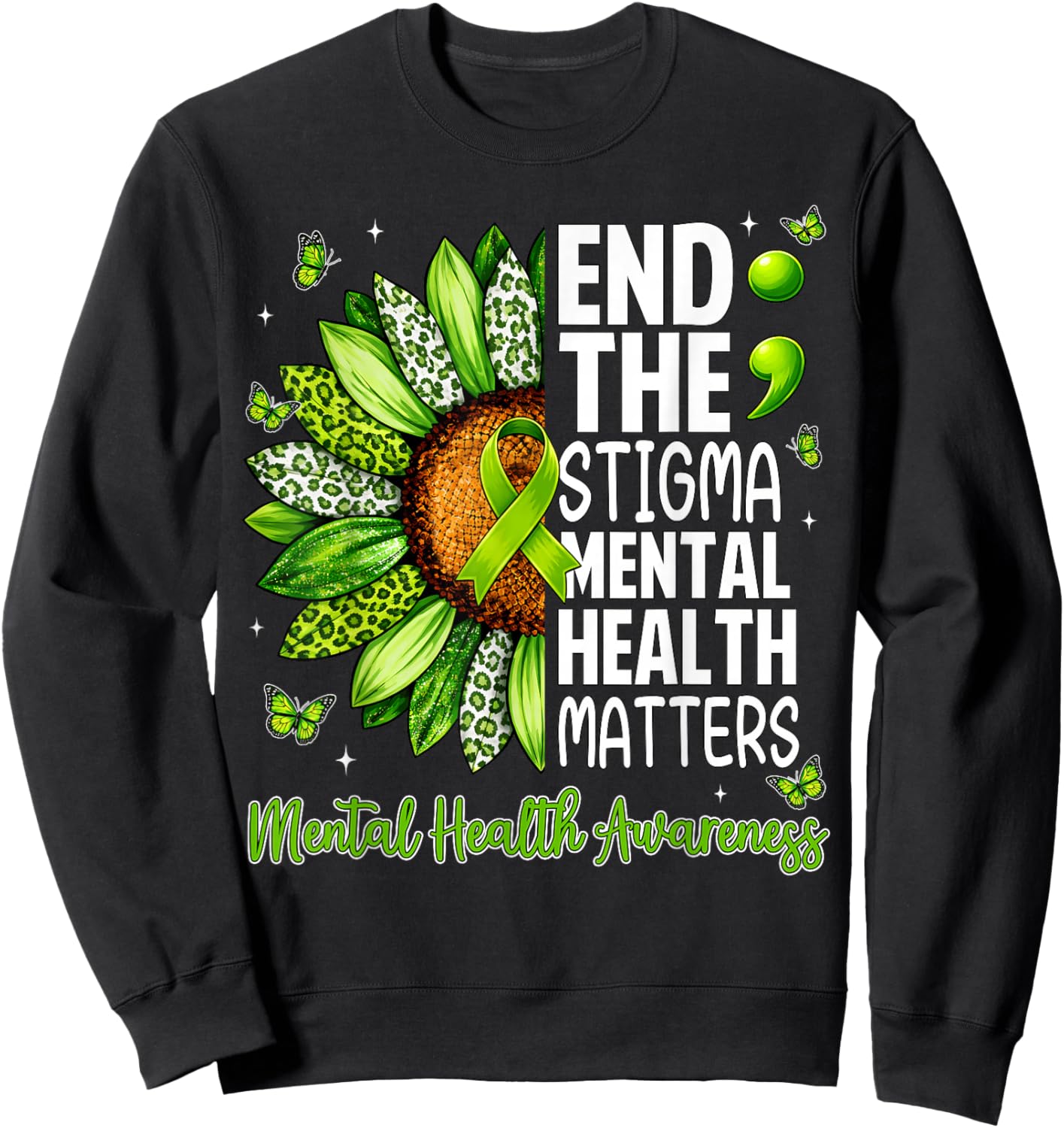 End The Stigma Mental Health Matters Awareness Brain Illness Sweatshirt - Sweatshirt | Black