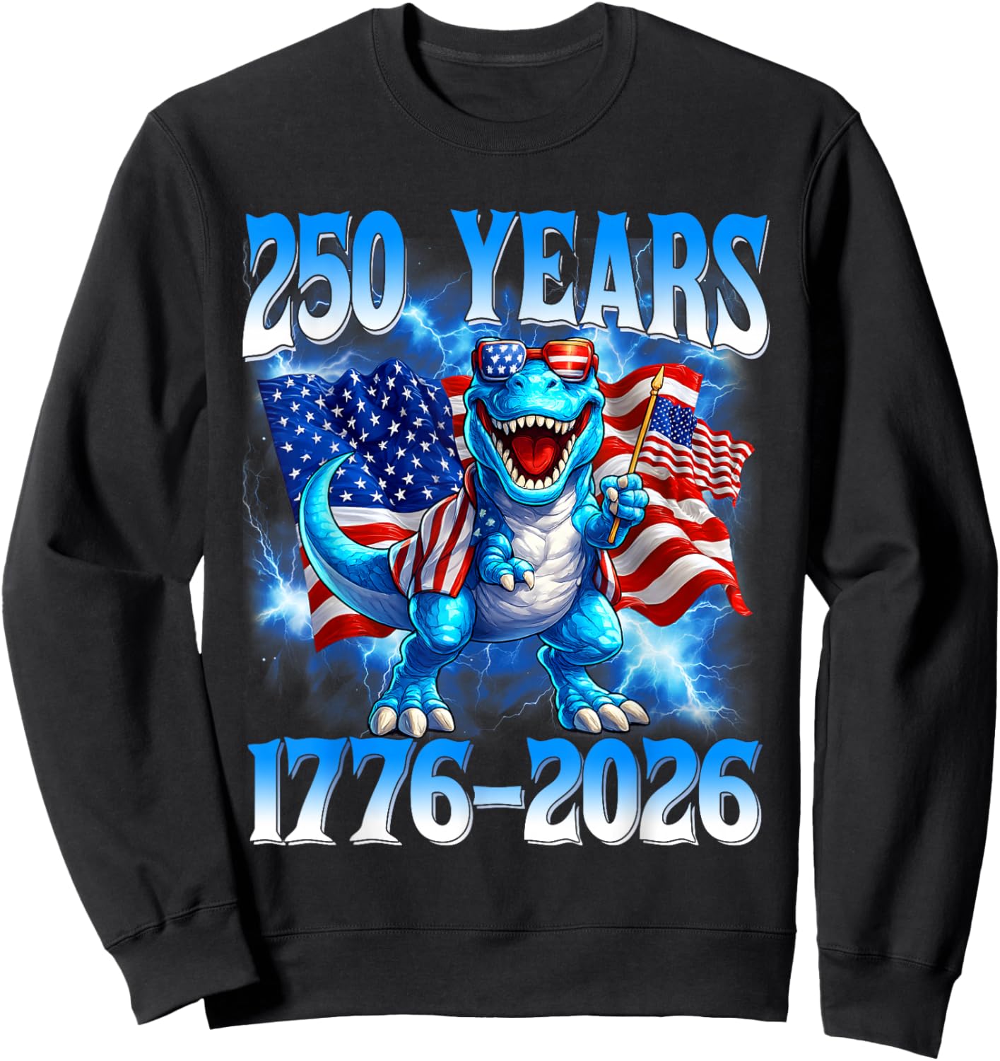 250 Years American 1776 2026 250th Toddler Boys 4th of July Sweatshirt - Sweatshirt | Black