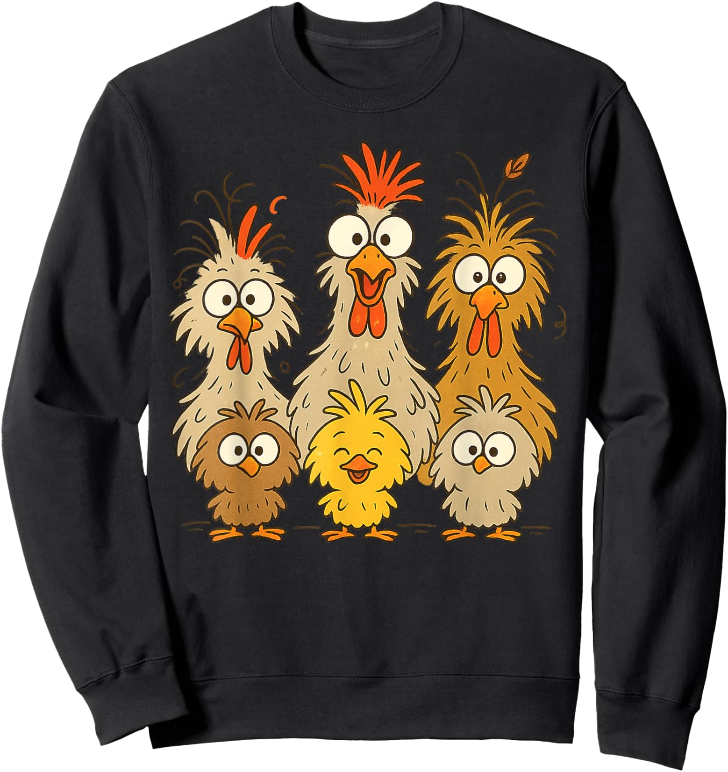 Colorful Funny Eagerlys Chicken Art Crazy Chickens Hens Sweatshirt - Sweatshirt | Black