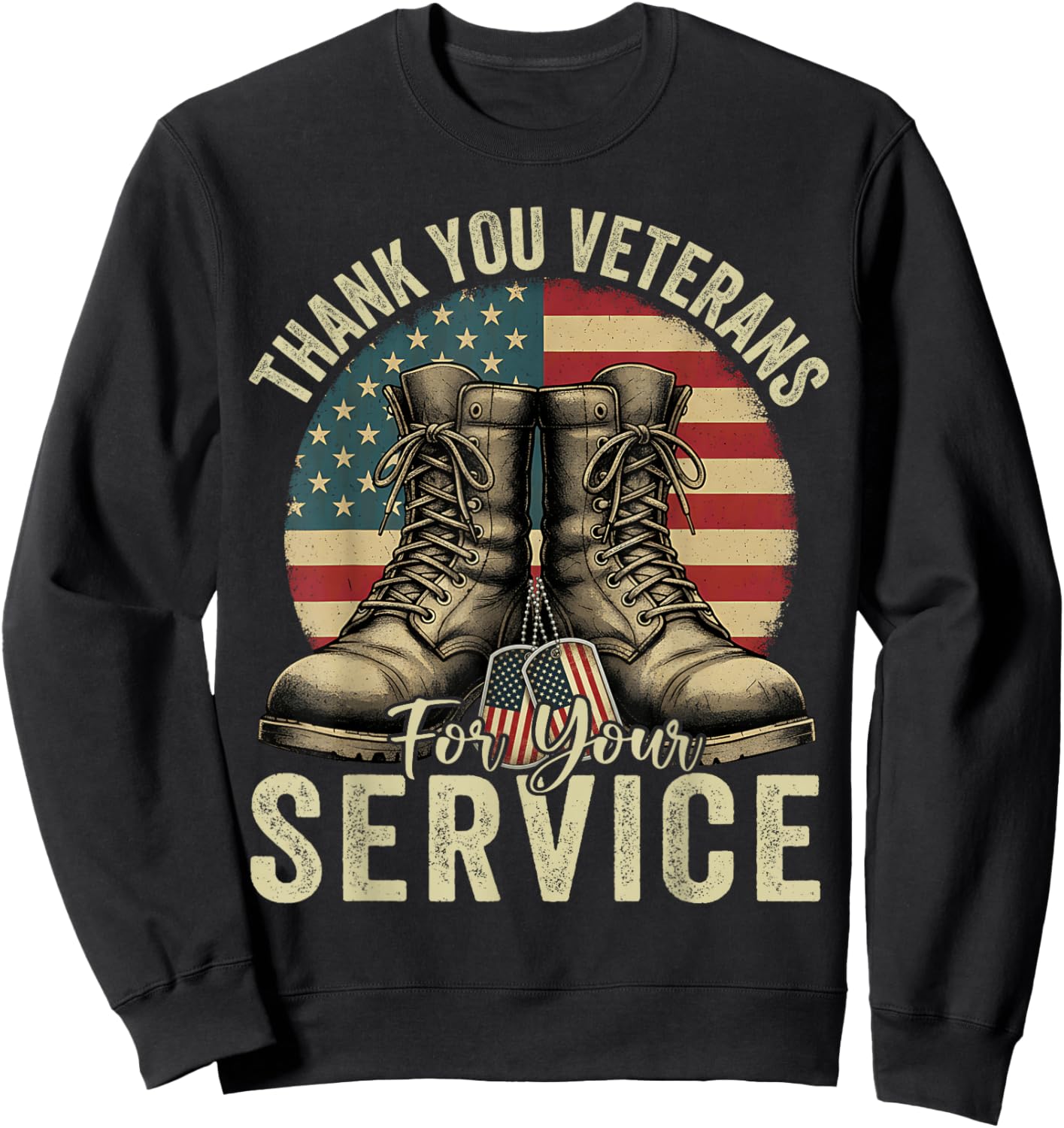 Thank You Veterans for Your Service Veterans Day Men Women Sweatshirt - Sweatshirt | Black