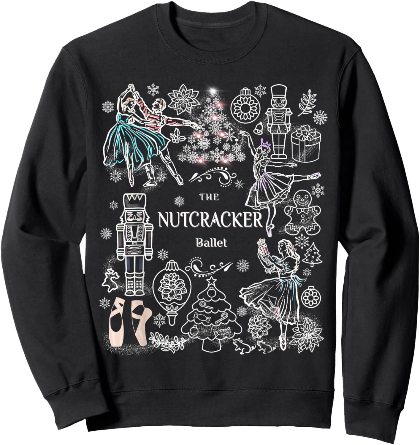 The Nutcracker Ballet Clara Christmas Tree Holiday Dance Sweatshirt - Sweatshirt | Black