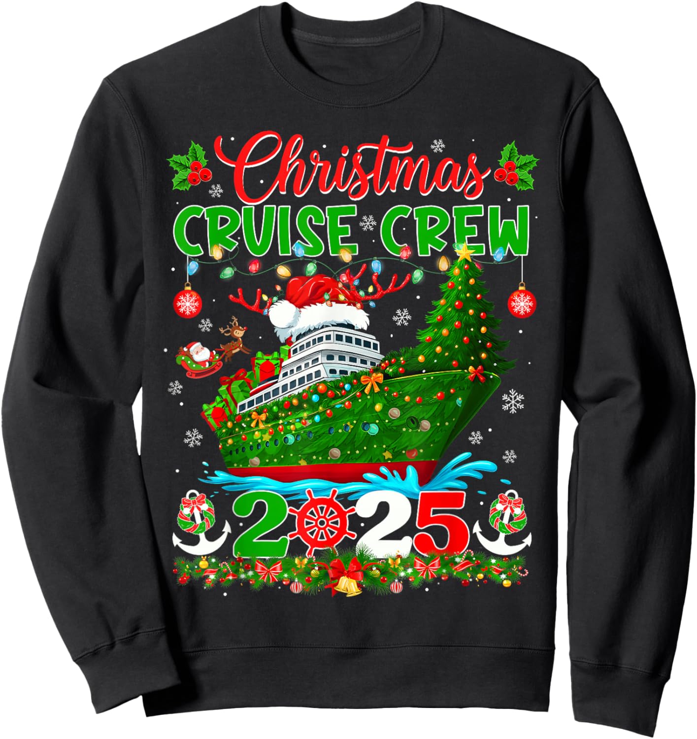 Matching Family Cruise Holiday Christmas Cruisin Crew 2025 Sweatshirt - Sweatshirt | Black