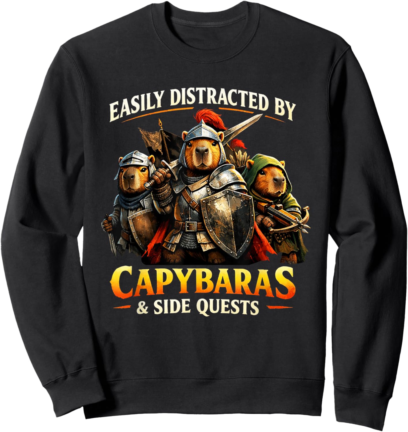 Capybaras and Side Quests Shirt Capybara Lover Men Women Kid Sweatshirt - Sweatshirt | Black
