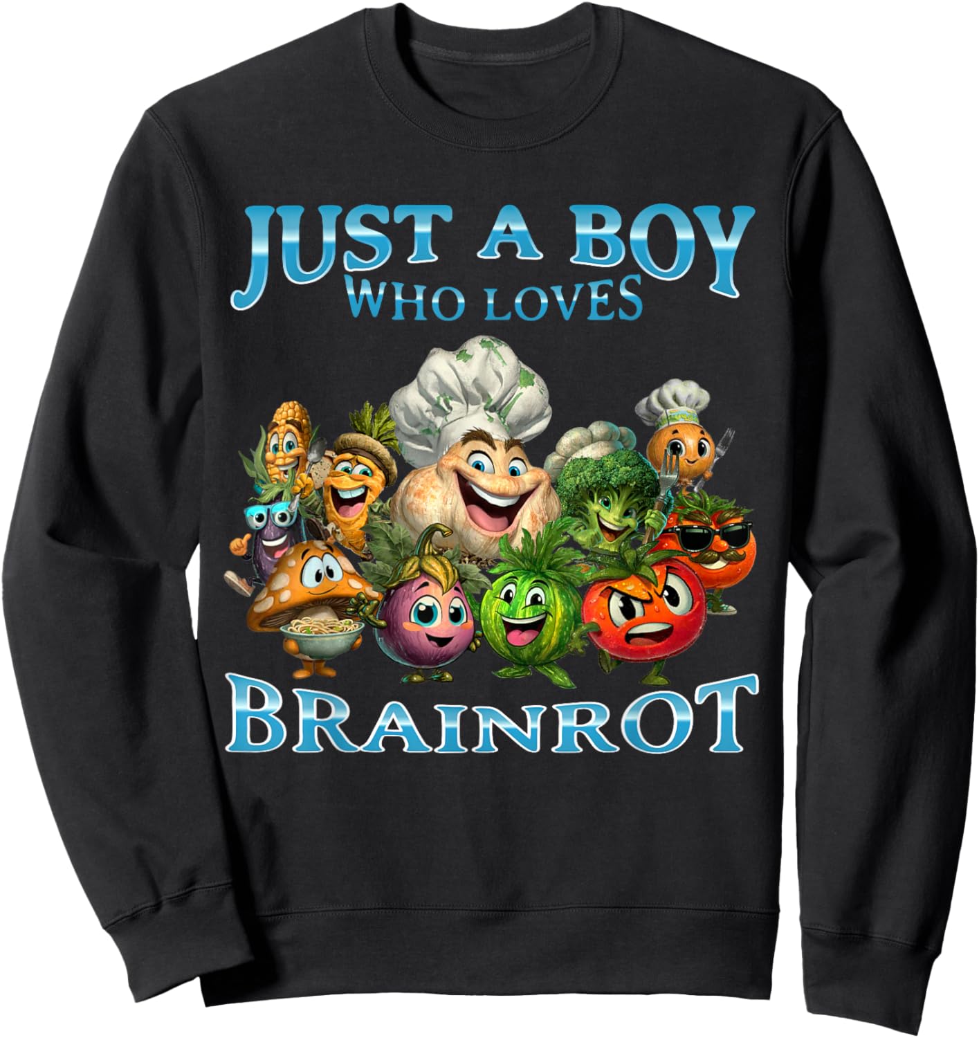 Boy Loves Italian Brainrot Funny Vegetable Weird Veggies Sweatshirt - Sweatshirt | Black