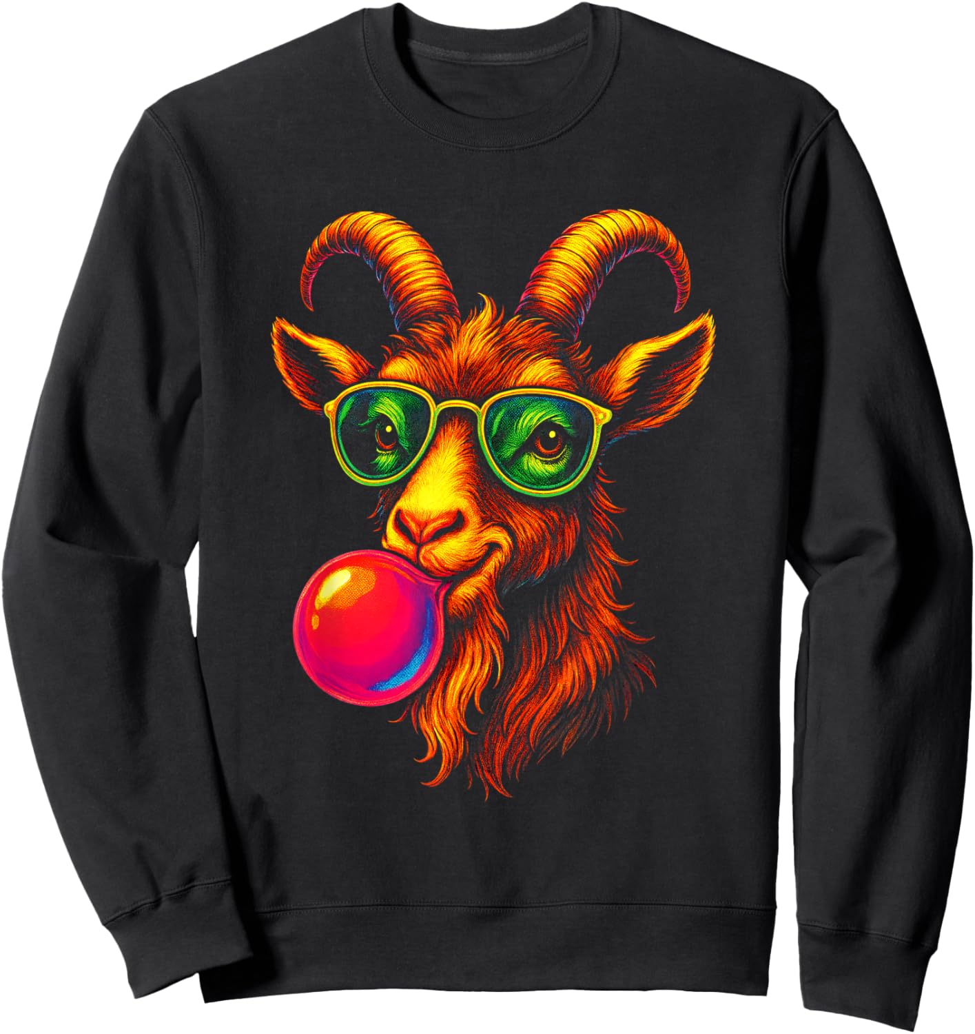 Goat Blowing Bubble - Funny Goat Sweatshirt - Sweatshirt | Black