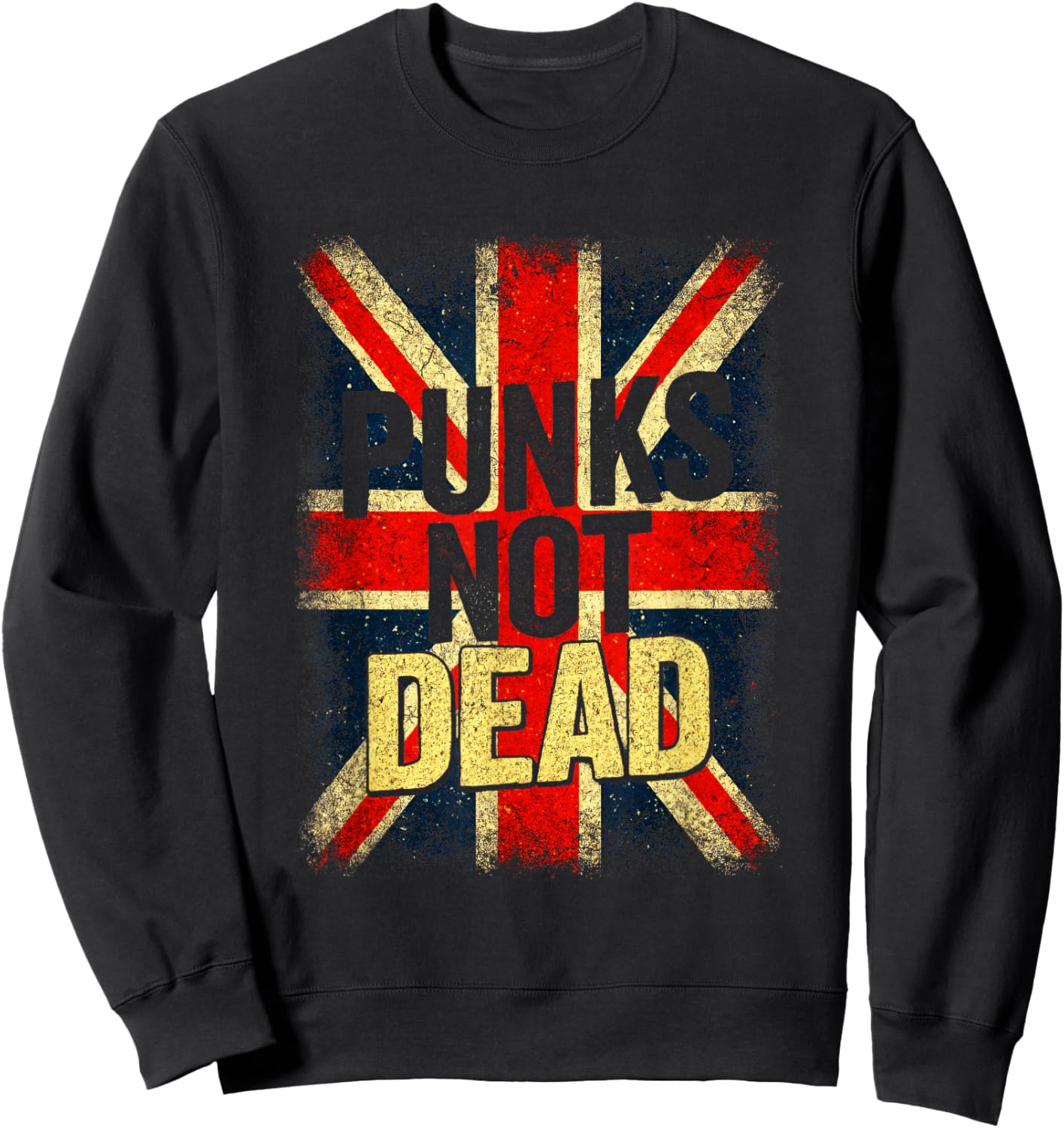 Punks Not Dead - Vintage UK Flag Music Sweatshirt - Sweatshirt | Black