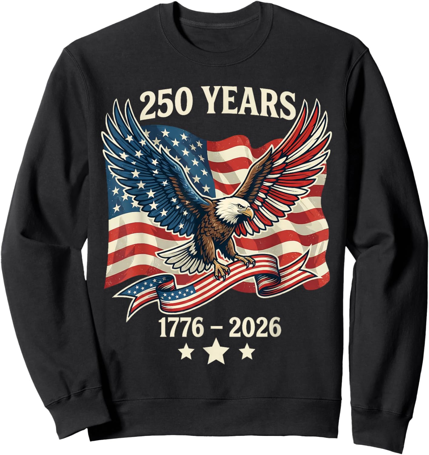 Vintage 250 Years American 1776-2026 250th Birthday USA Sweatshirt - Sweatshirt | Black