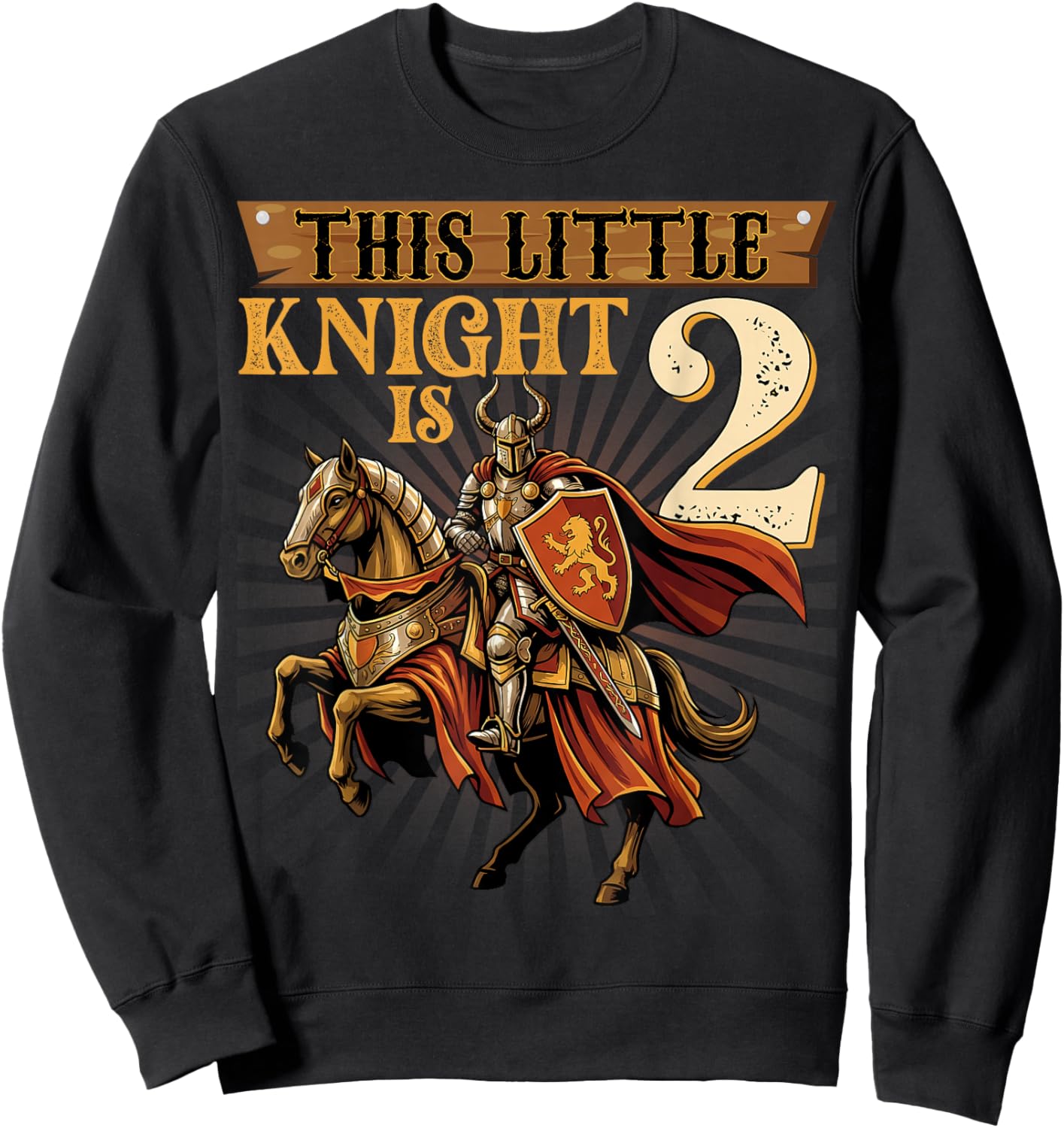 Knight Birthday 2 Years Old Boys 2nd Knight Birthday Party Sweatshirt - Sweatshirt | Black