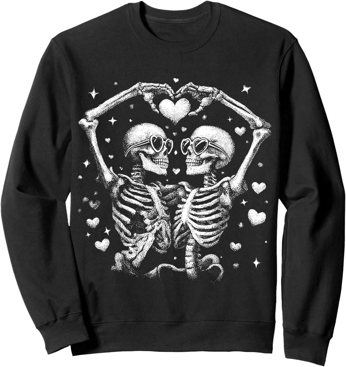 Funny Skeleton Love Gothic Valentine Heart Couple Men Women Sweatshirt - Sweatshirt | Black