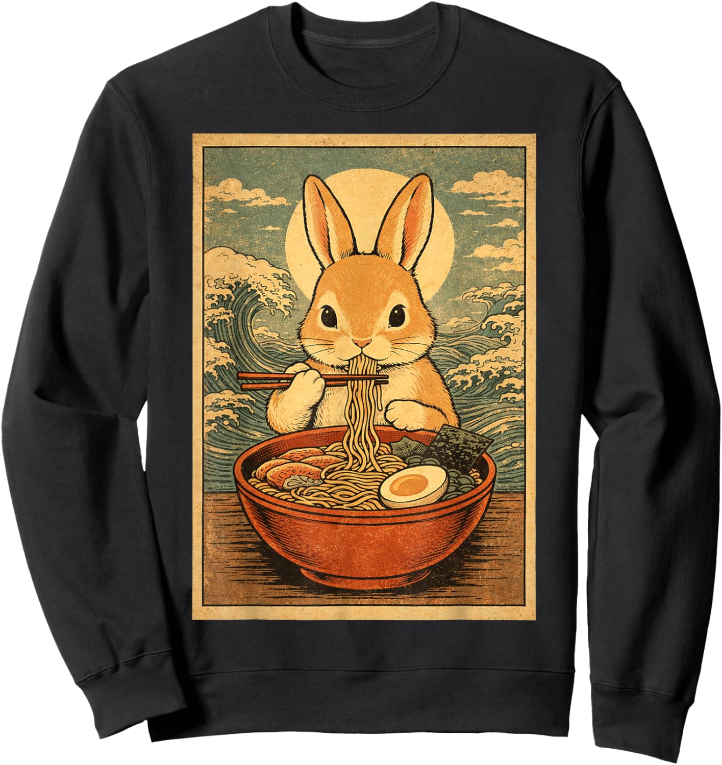 Bunny Ramen Japanese Graphic Women Teens Sweatshirt - Sweatshirt | Black