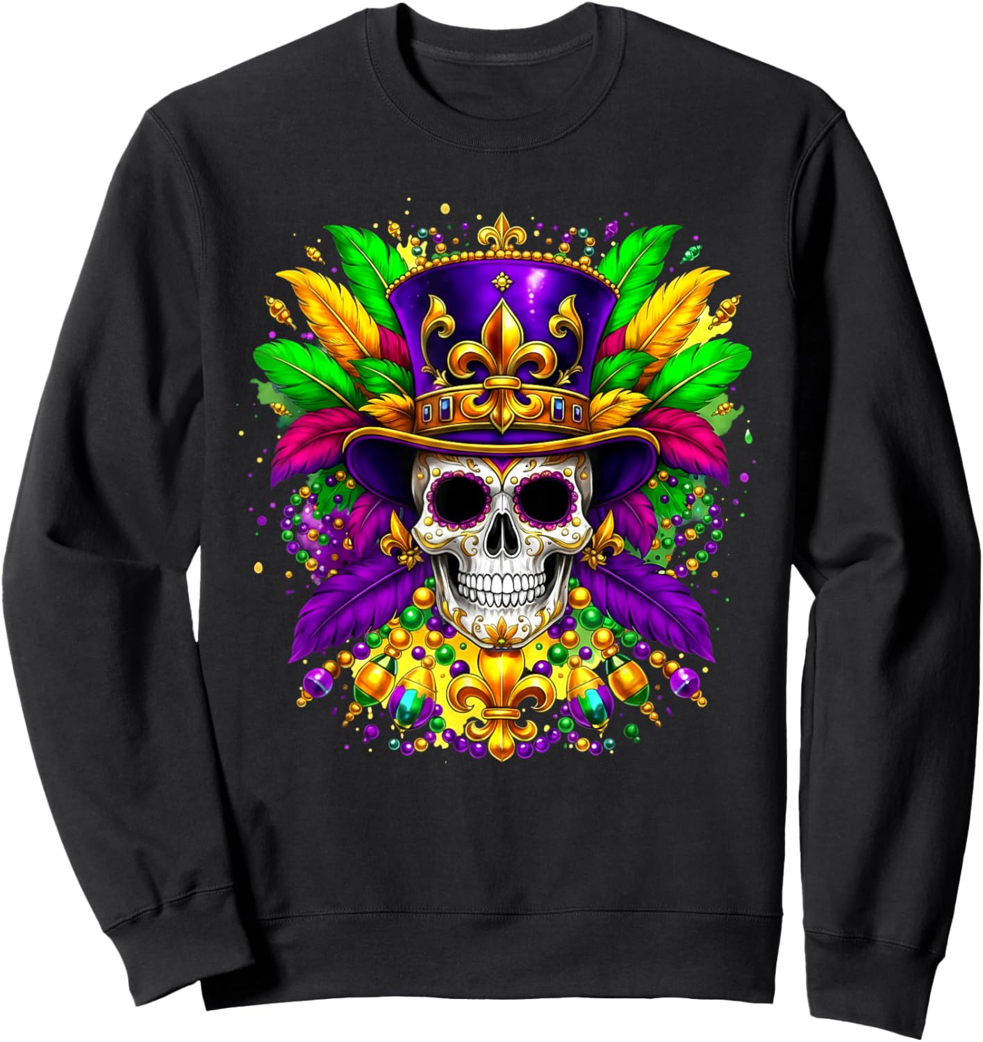 Mardi Gras Costume Sugar Skull Carnival New Orleans Trip Sweatshirt - Sweatshirt | Black