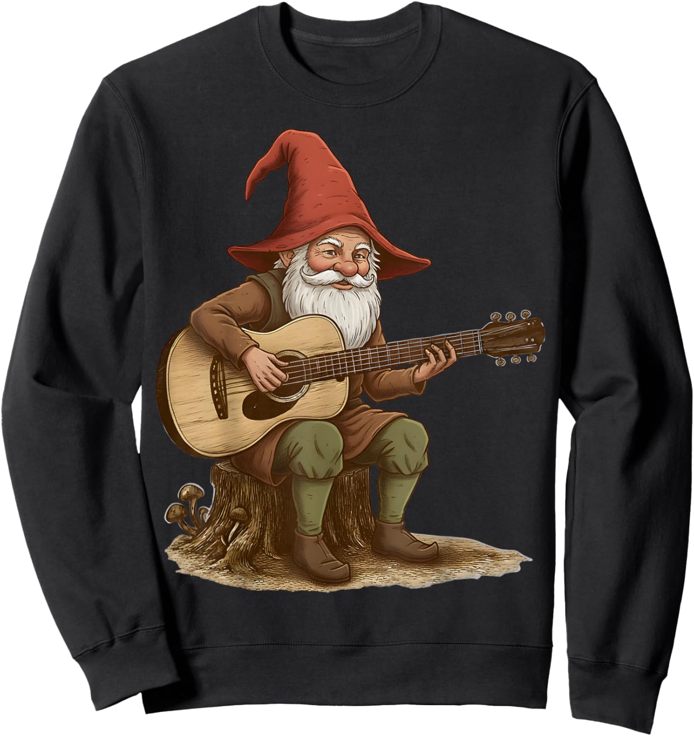 Cute Gnome Playing Guitar Design for Music Fans Sweatshirt - Sweatshirt | Black