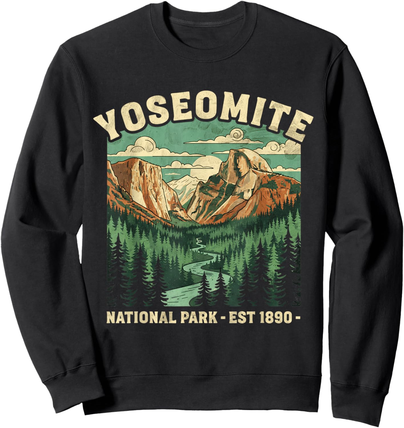 Yosemite National Park USA Hiking Souvenir Adventure Outdoor Sweatshirt - Sweatshirt | Black