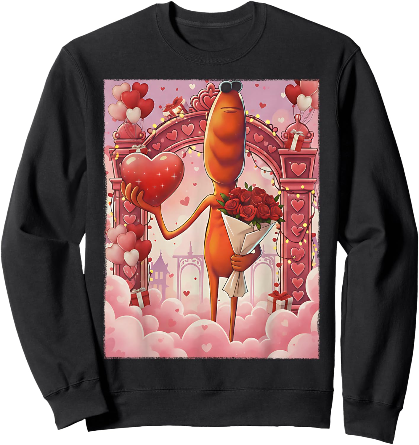 Marcus The Worm Funny Meme Valentine's Day Sweatshirt - Sweatshirt | Black