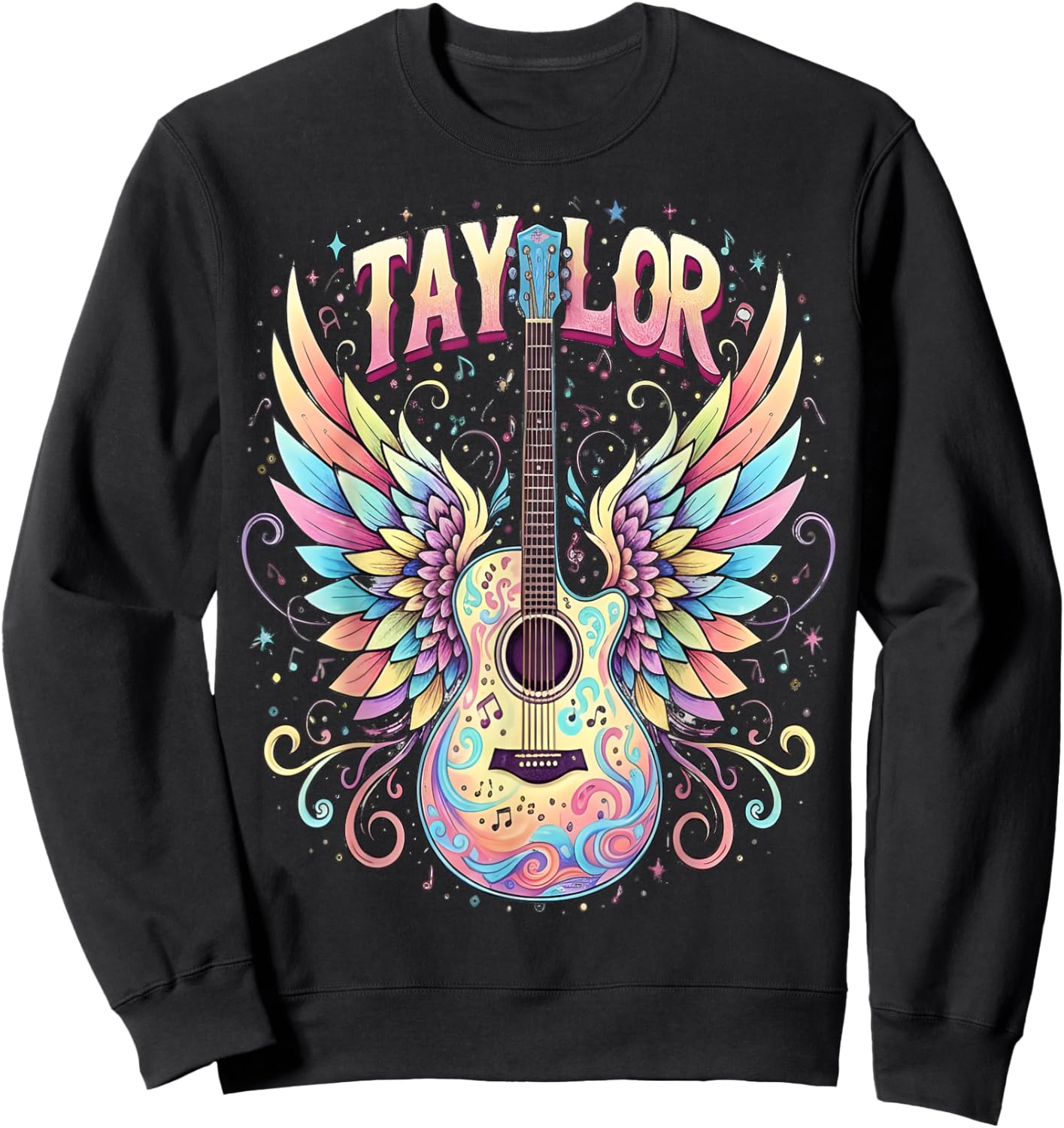 Girl Retro Taylor First Name Personalized Groovy 70's 80's Sweatshirt - Sweatshirt | Black