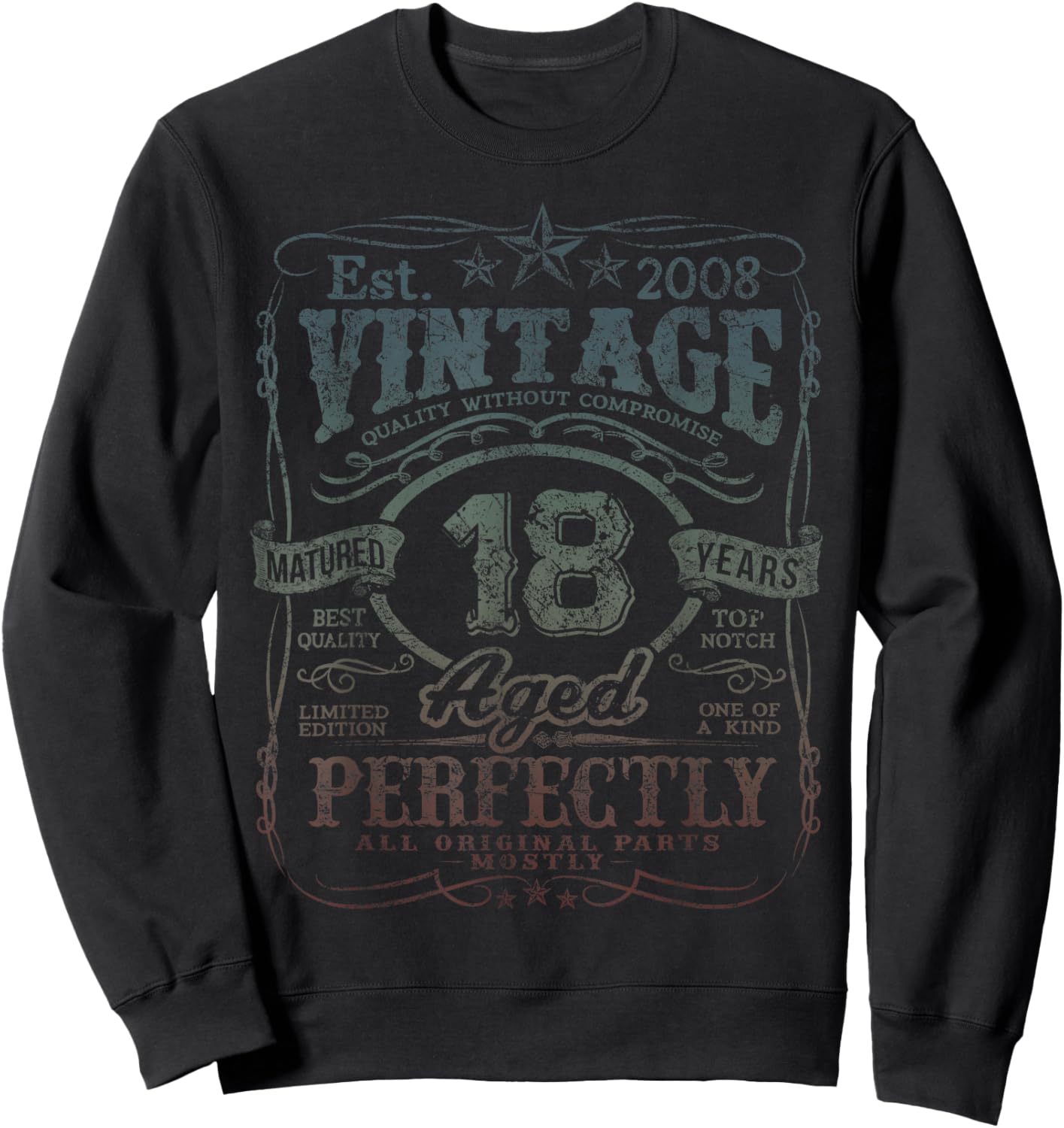 Vintage 2008 Limited Edition Shirt 18 Year Old 18th Birthday Sweatshirt - Sweatshirt | Black