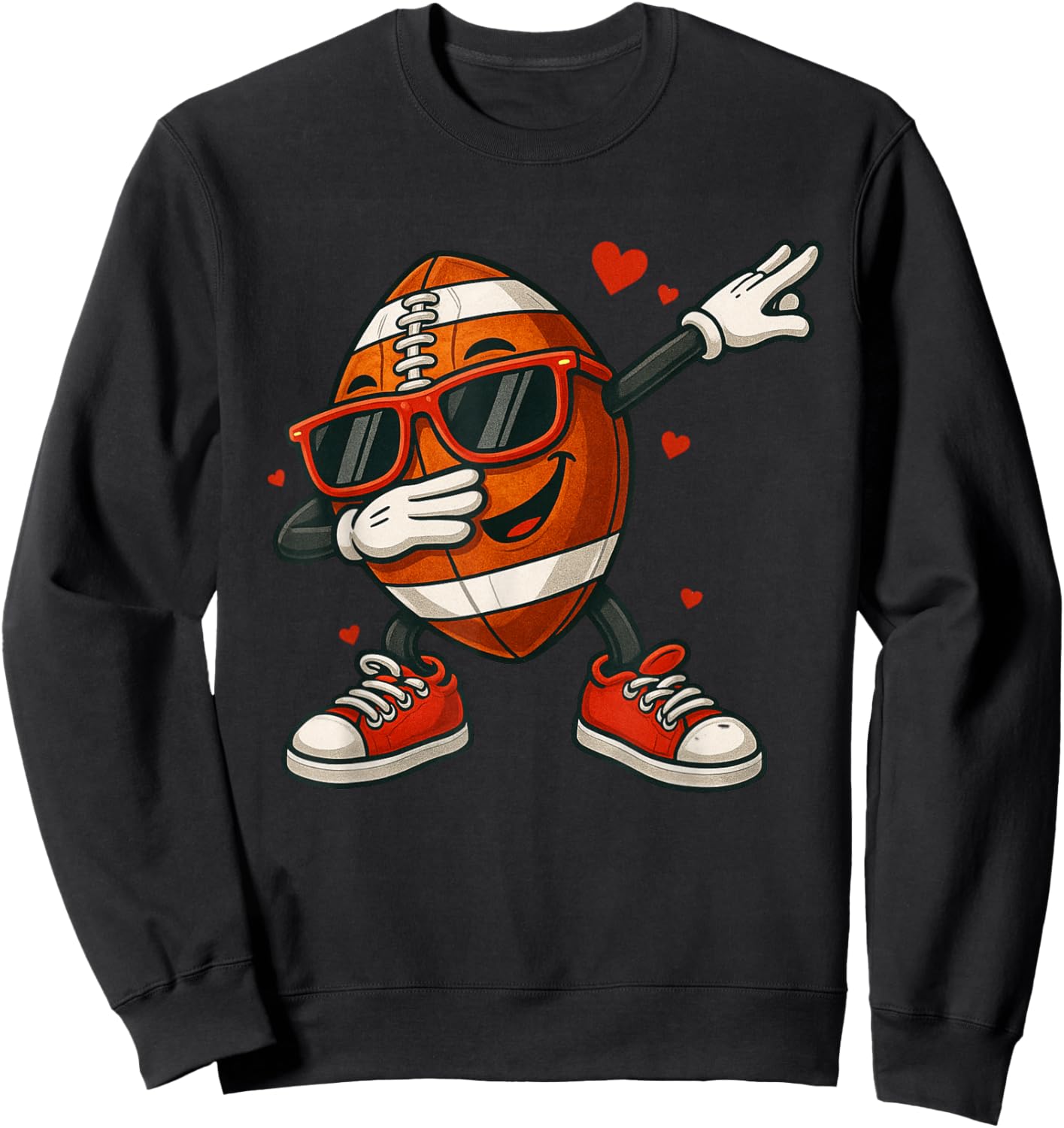 Football Dabbing Valentines Day Funny Dab Cute Boys Kids Sweatshirt - Sweatshirt | Black