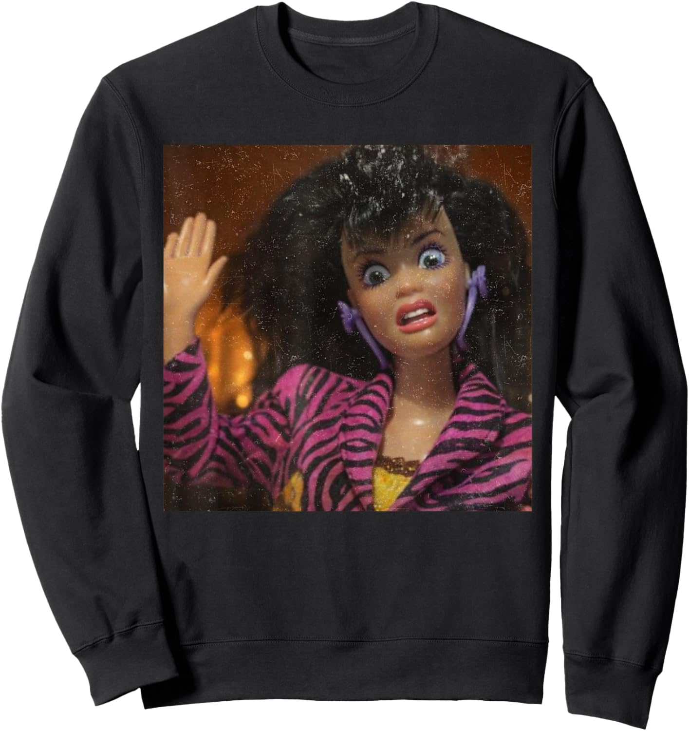 Funny Disgusting Doll Face Meme Gen Z Brainrot Sweatshirt - Sweatshirt | Black