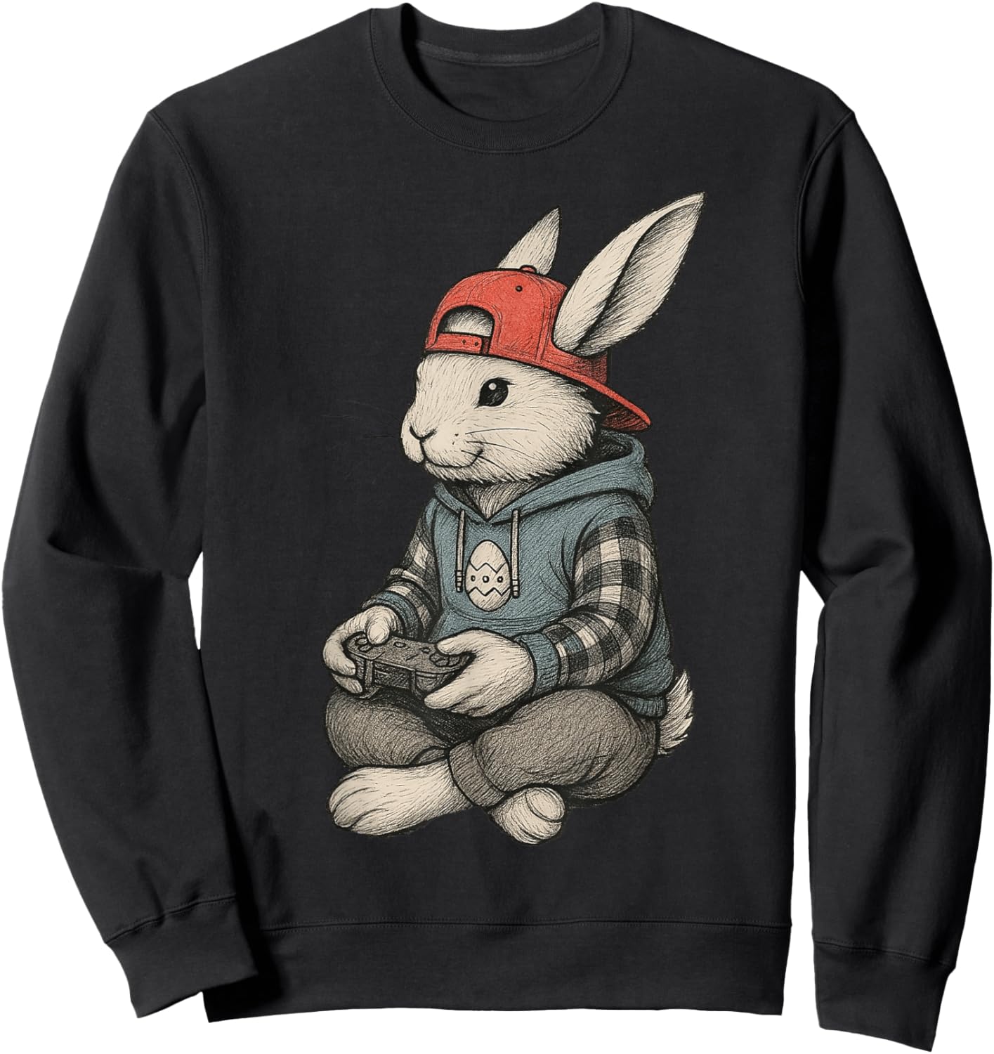 Easter Bunny Gamer Cool Video Game Rabbit Men Boys Kids Sweatshirt - Sweatshirt | Black