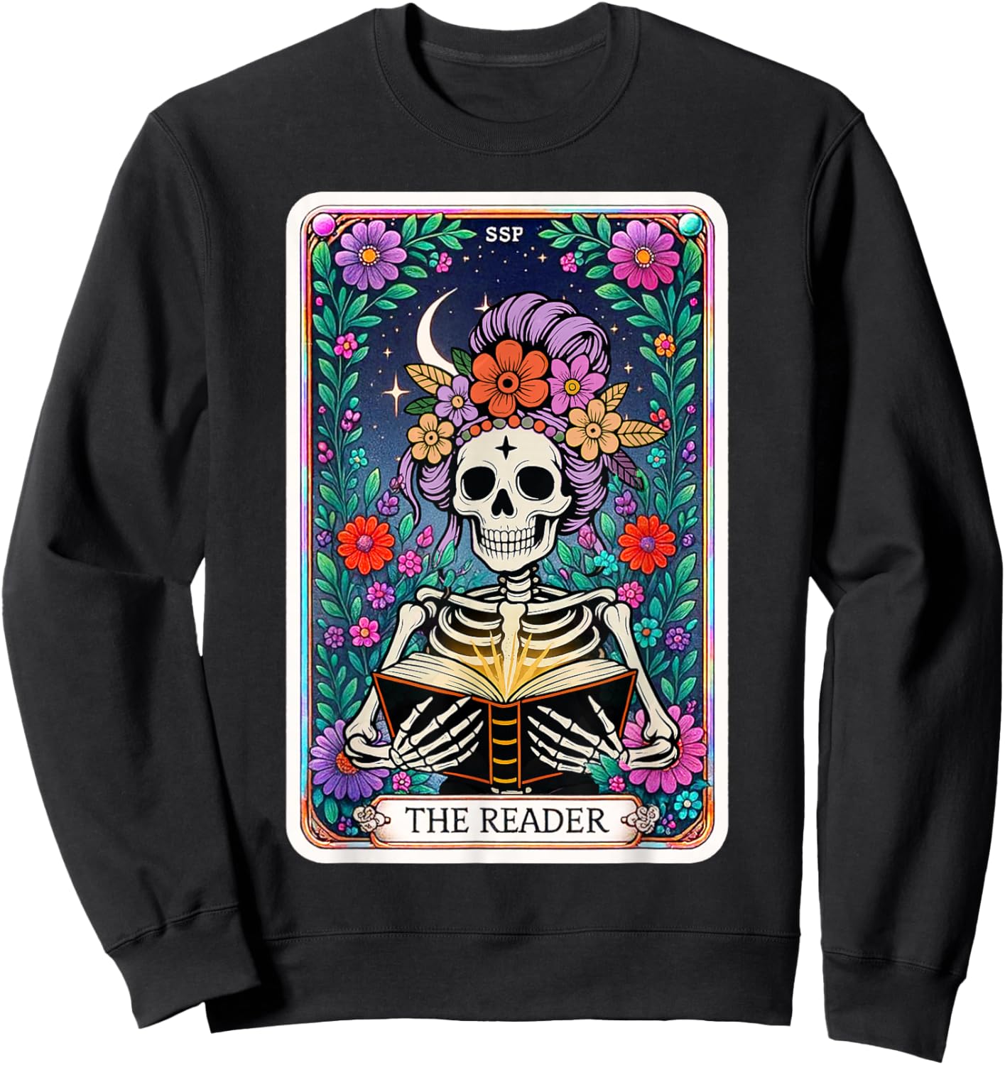 The Reader Skeleton Tarot Card Reading Book Girls Women Sweatshirt - Sweatshirt | Black