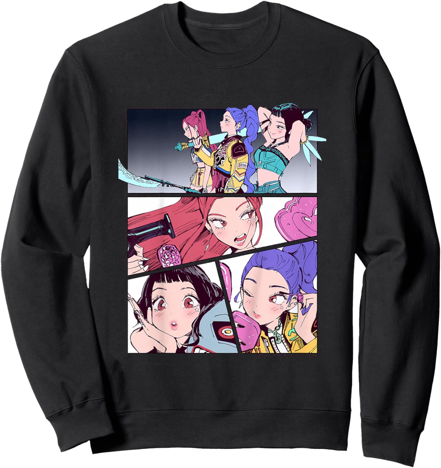 Kpop Demon Hunters Huntrix Manhwa Panels Poster Sweatshirt - Sweatshirt | Black