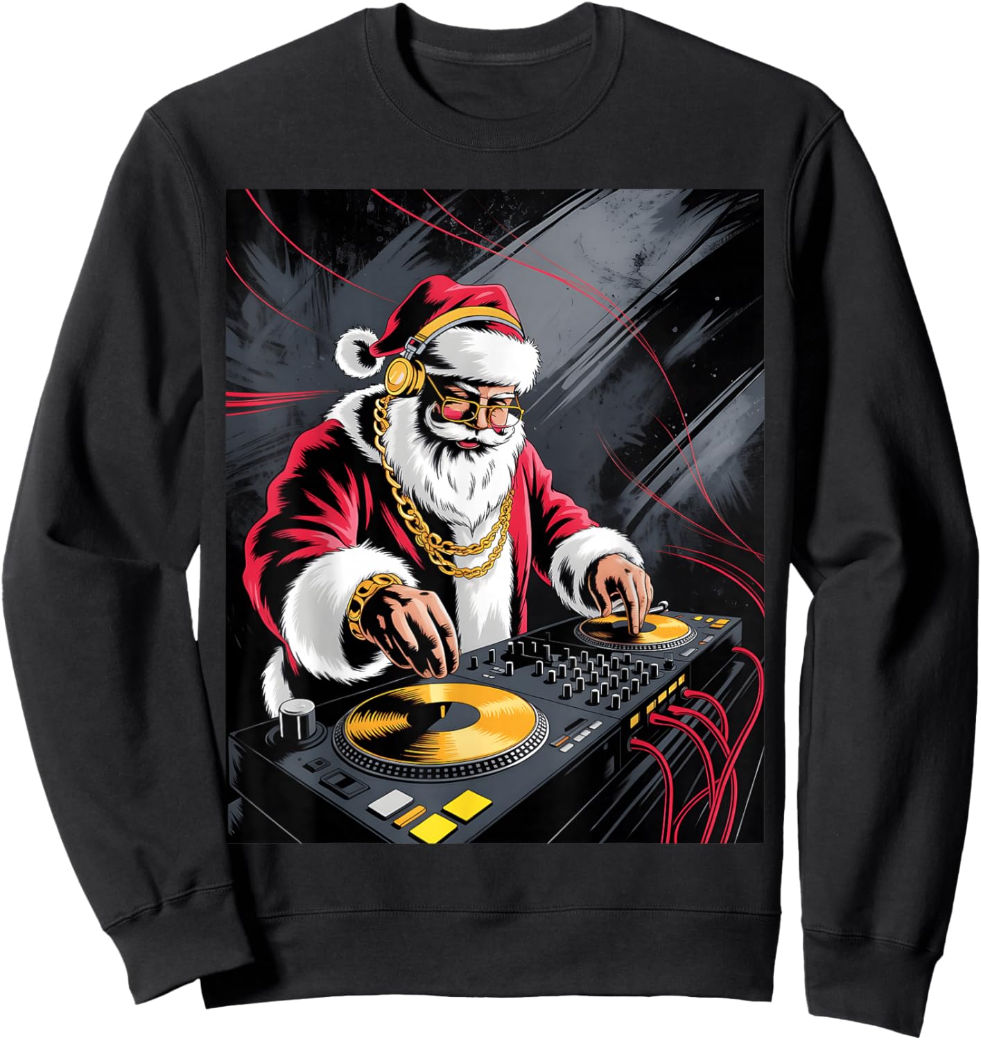 Funny DJ Musician Santa Claus Merry Mixmas Christmas Sweatshirt - Sweatshirt | Black