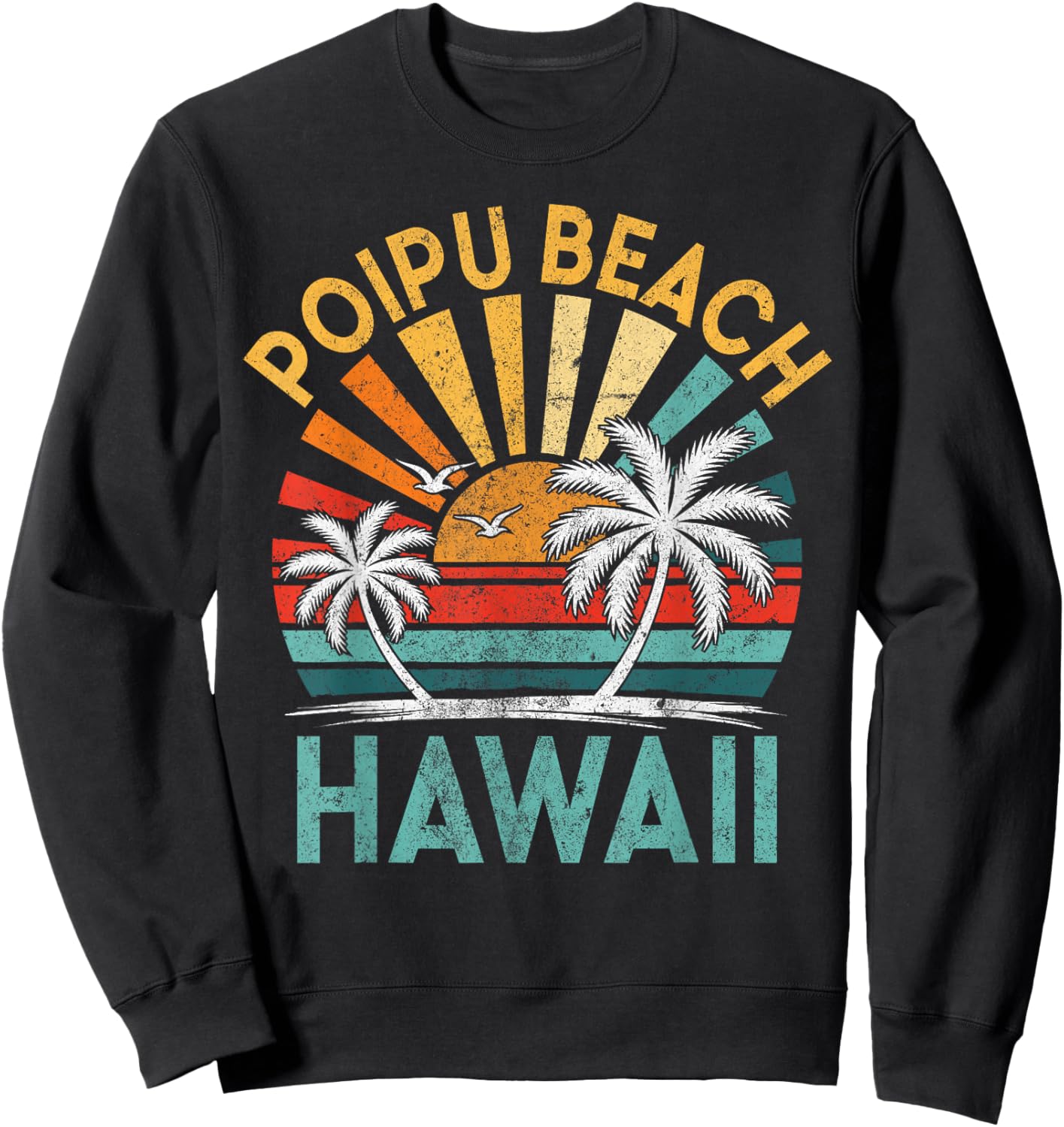 Poipu Beach Hawaii Family Vacation Vintage Sunset Sweatshirt - Sweatshirt | Black
