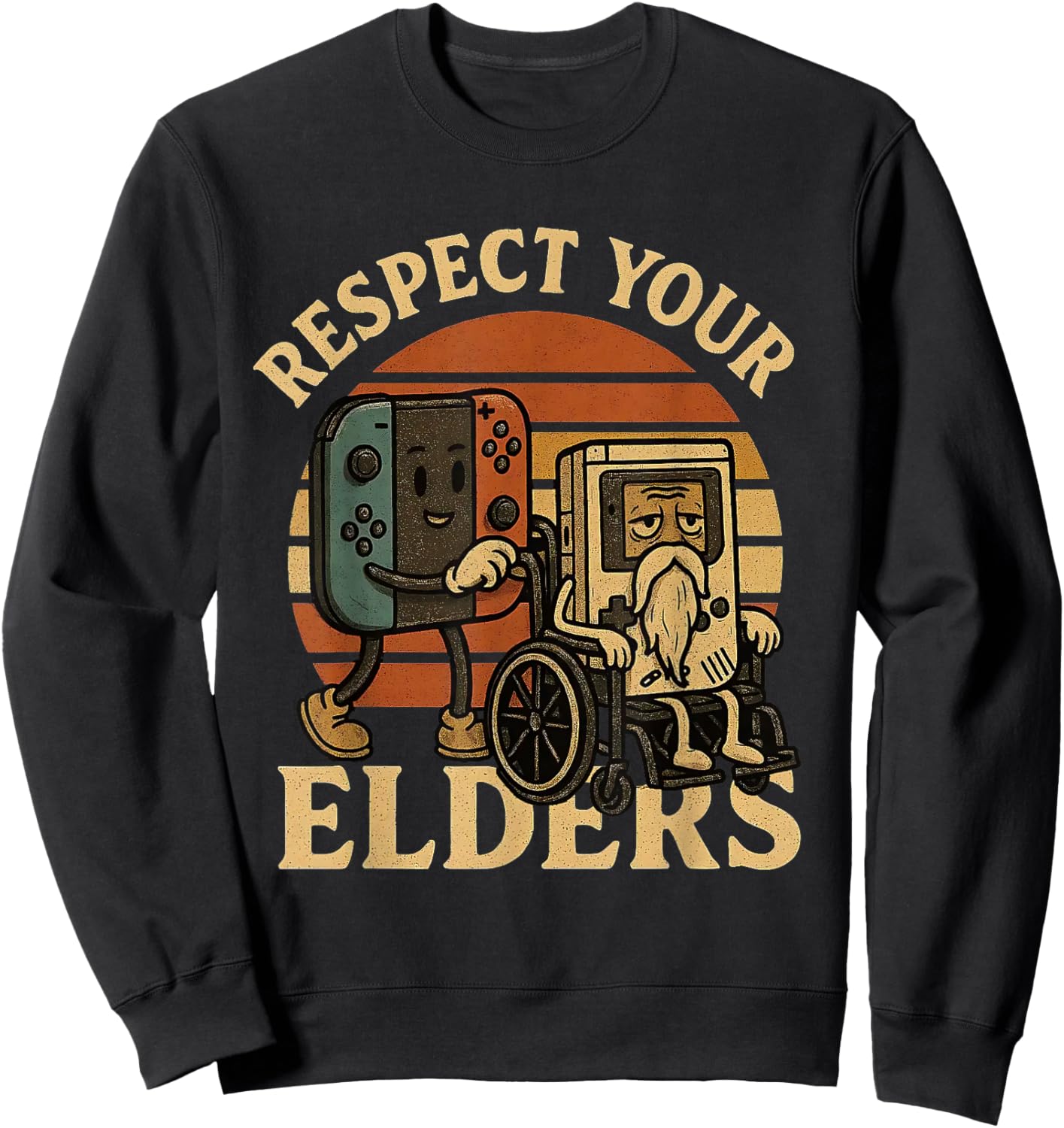 Respect Your Elders Funny Retro Gaming Tech Quote Sweatshirt - Sweatshirt | Black