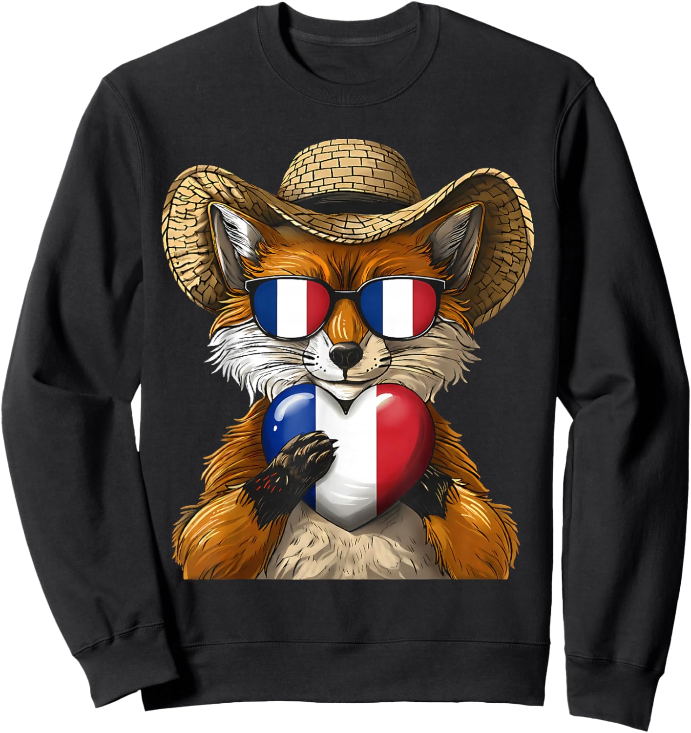 French Flag Fox France Pride Sweatshirt - Sweatshirt | Black