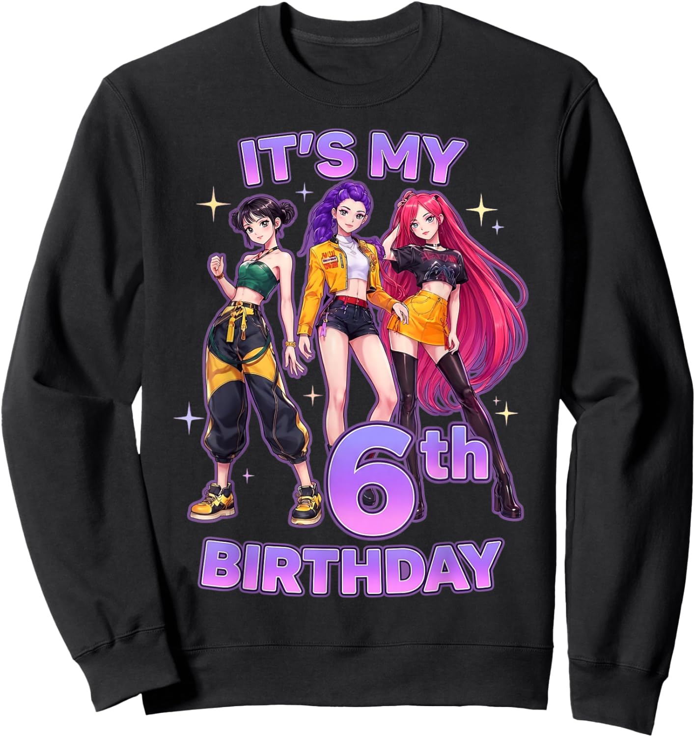 6 Years Old Birthday K pop Kids 6th Bday Girls K-pop Sweatshirt - Sweatshirt | Black
