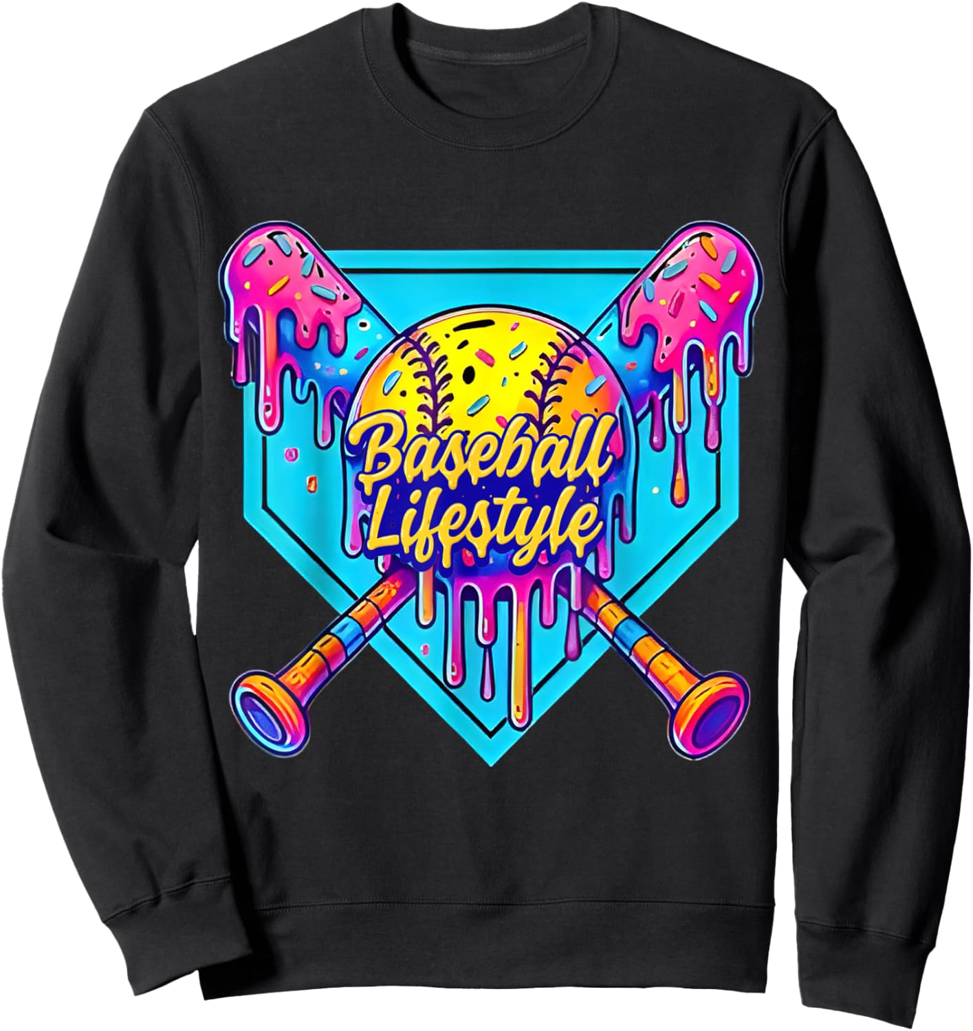 Baseball Life Style 101 Apparel Youth Drip Baseball Boys Kid Sweatshirt - Sweatshirt | Black
