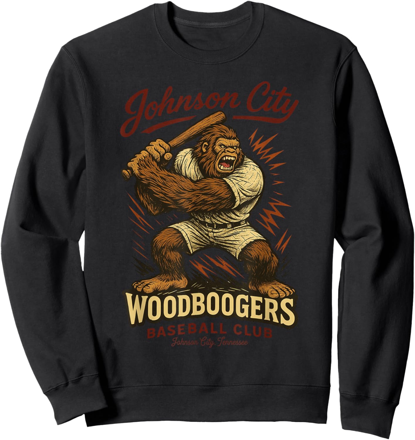 Johnson City Woodboogers Retro Baseball Club Sweatshirt - Sweatshirt | Black