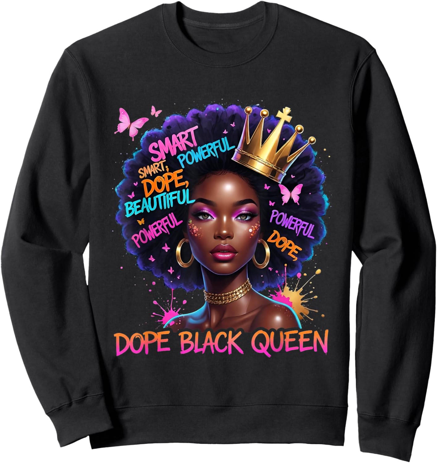 African Melanin Dope Queen Black Women Afro Girl Sweatshirt - Sweatshirt | Black