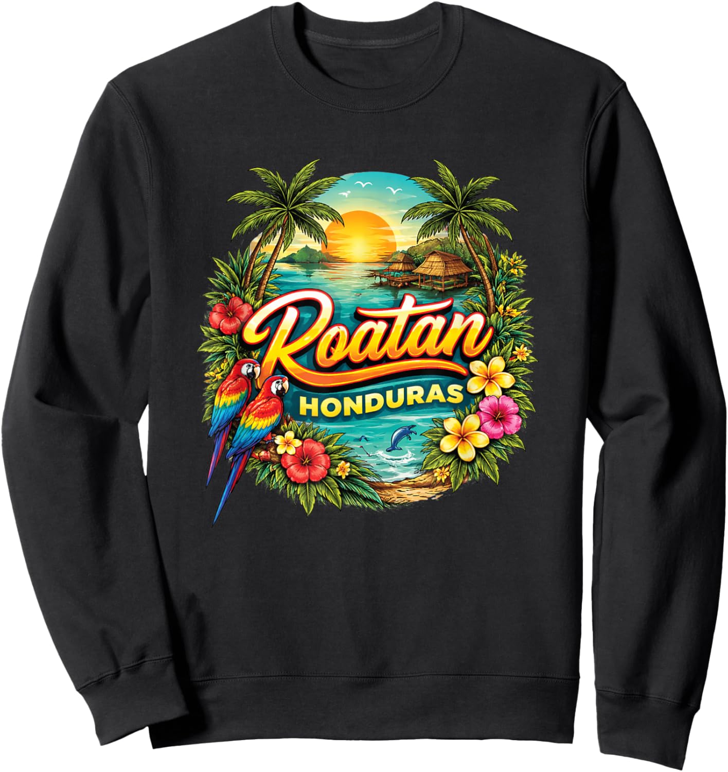 Roatan Honduras Tropical Sunset Landscape Sweatshirt - Sweatshirt | Black