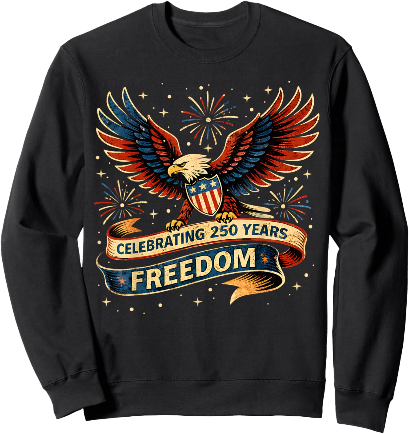 250 Anniversary USA 250th American Flag Patriotic 250 Years Sweatshirt - Sweatshirt | Black