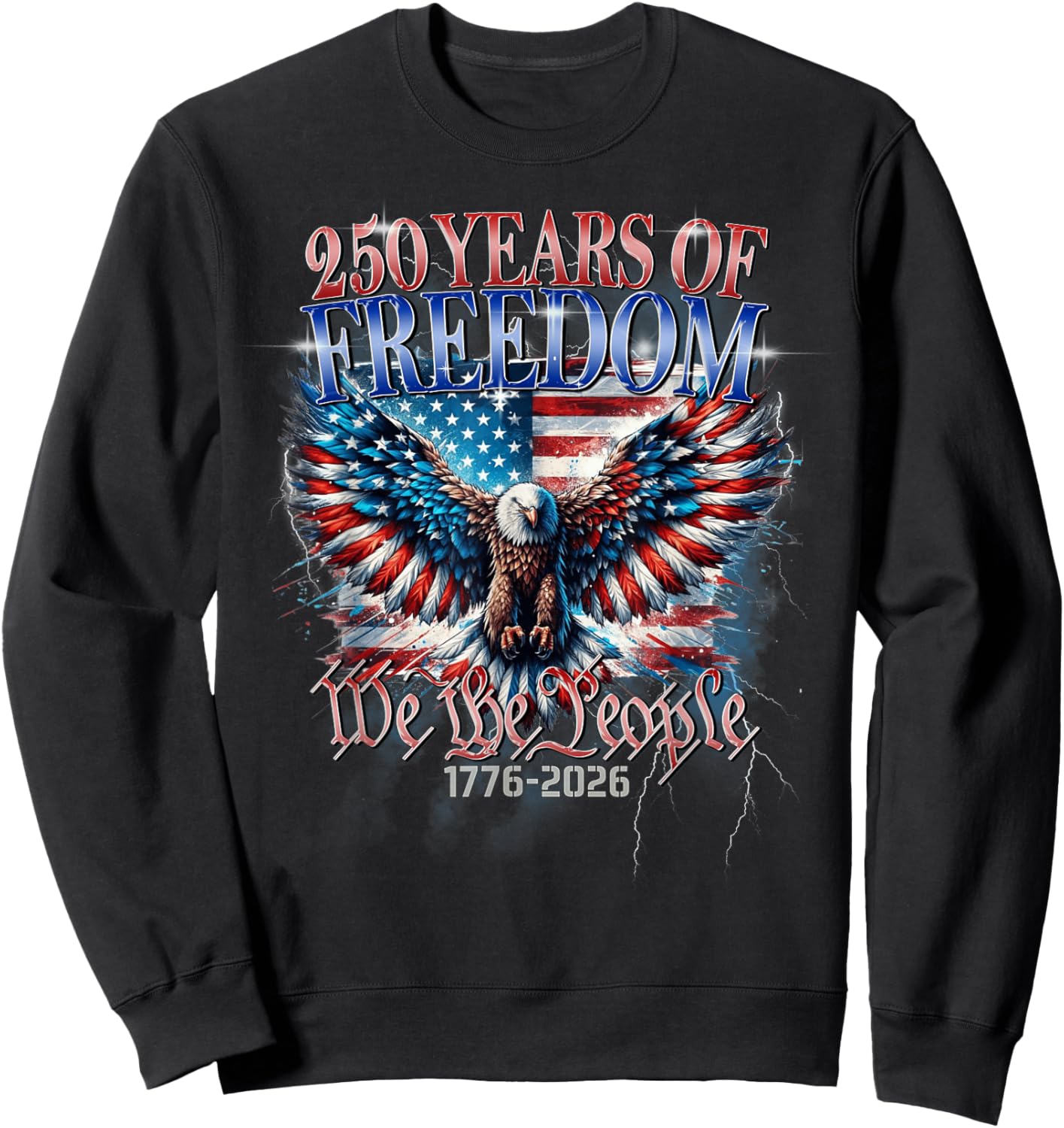 Flag Vintage 250 Years American 1776 2026 250th USA Birthday Sweatshirt - Sweatshirt | Black